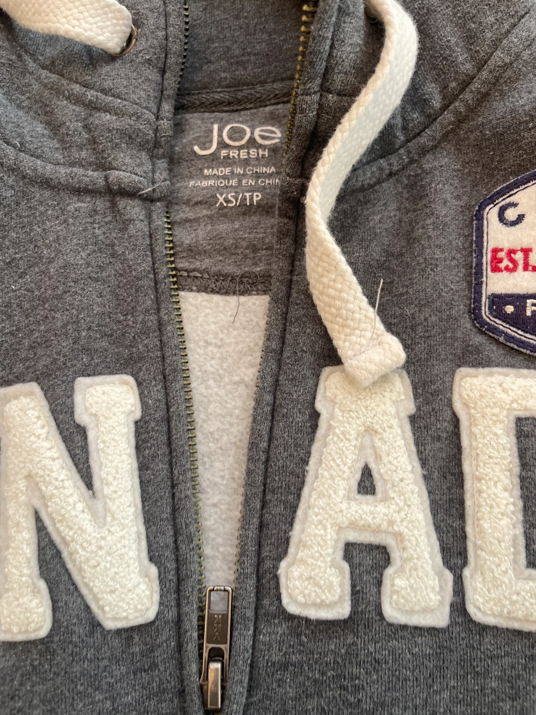 Joe Fresh CANADA Grey Zip-Up Hoodie XS/TP - photo 2
