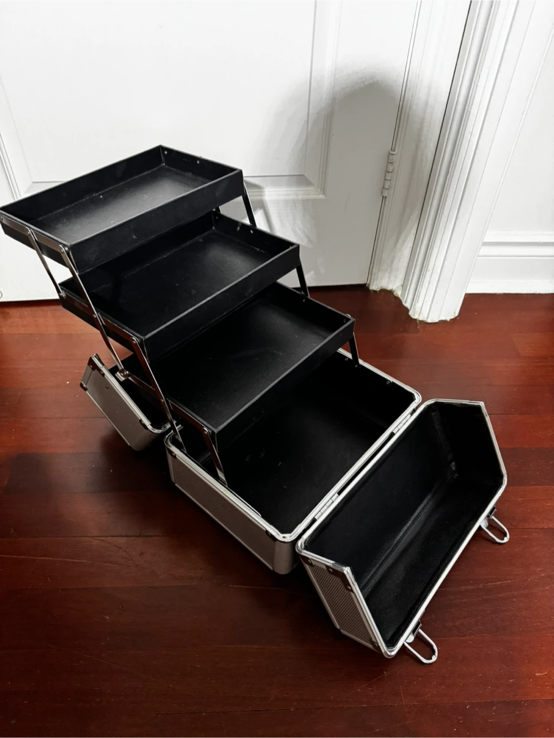 Silver Train Case Makeup Organizer