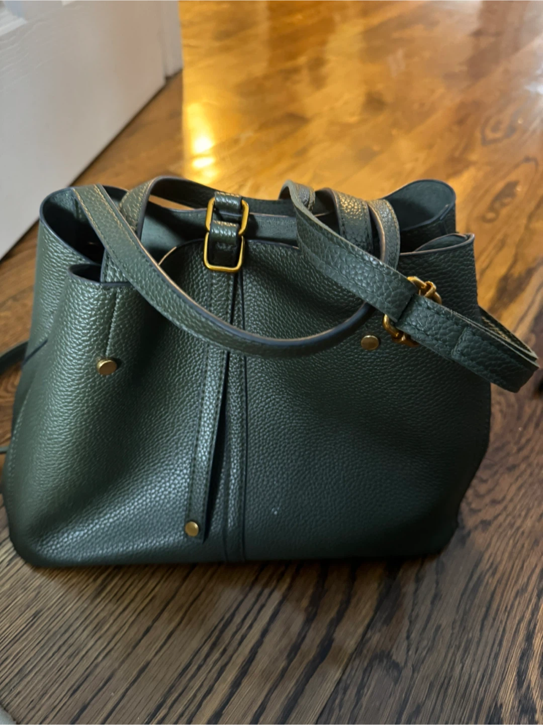 Dark Green Faux Leather Tote Handbag - photo 4