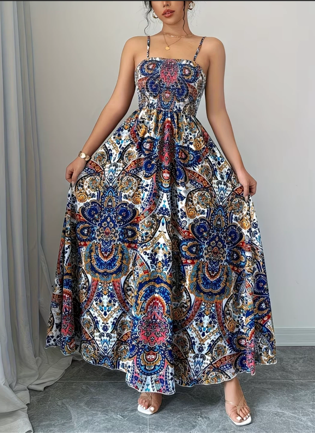 Boho Paisley Print Maxi Dress SIZE M