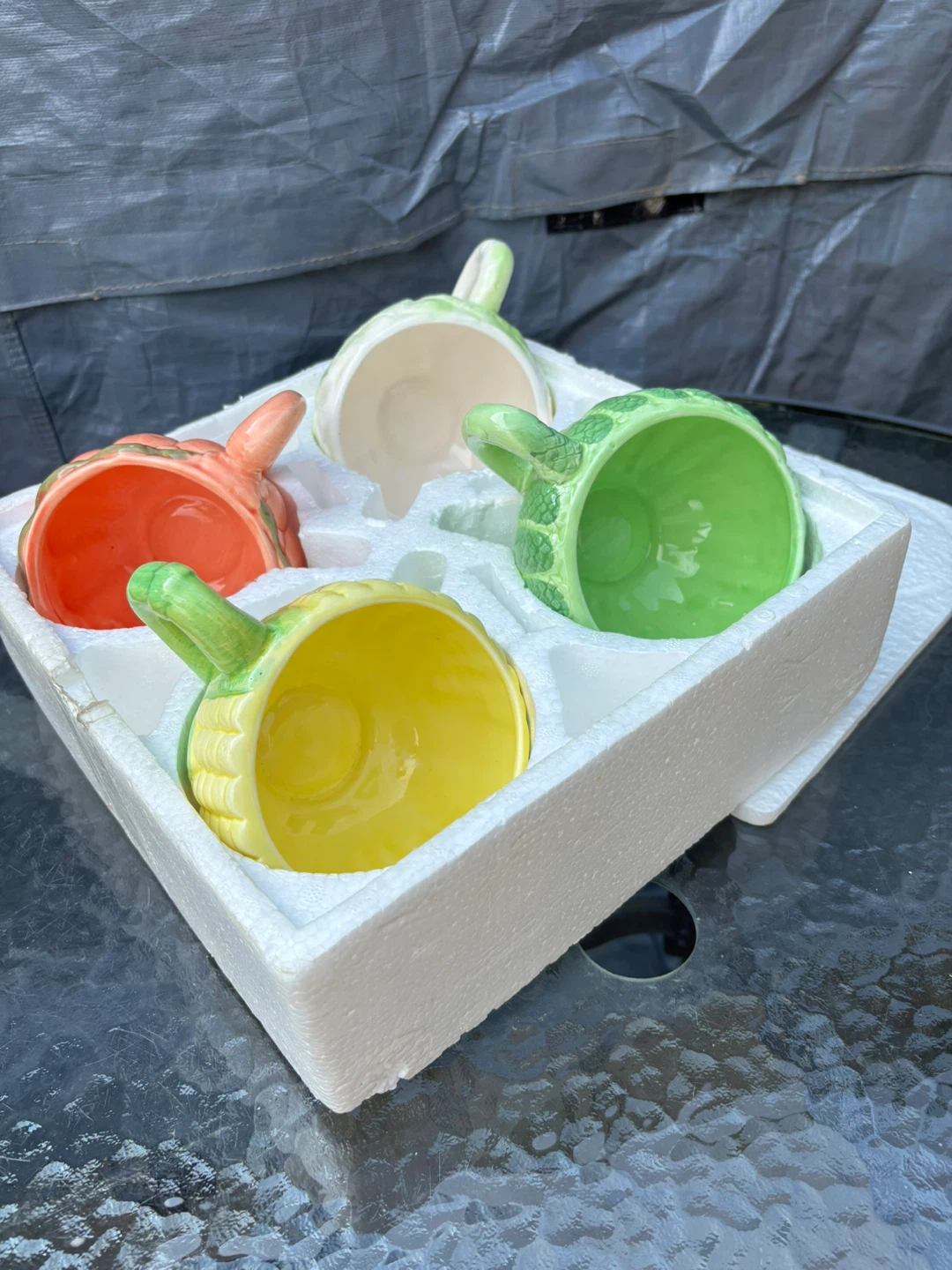 Set of 4 Vintage Ceramic Vegetable Shaped Cups