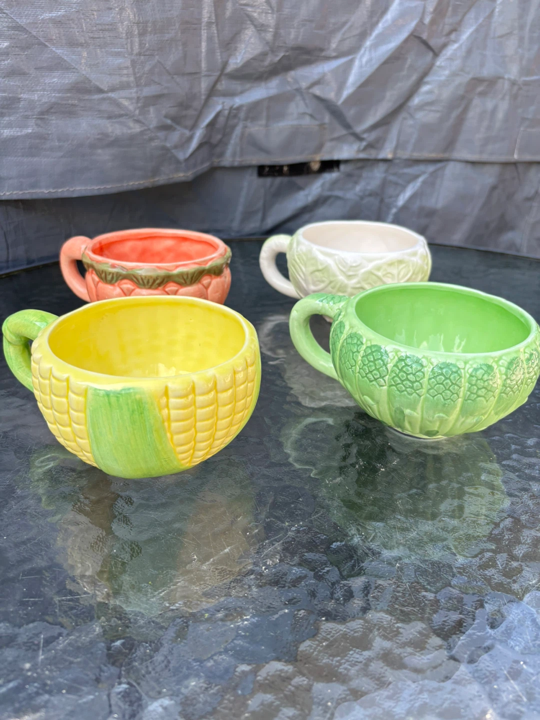 Set of 4 Vintage Ceramic Vegetable Shaped Cups - photo 3