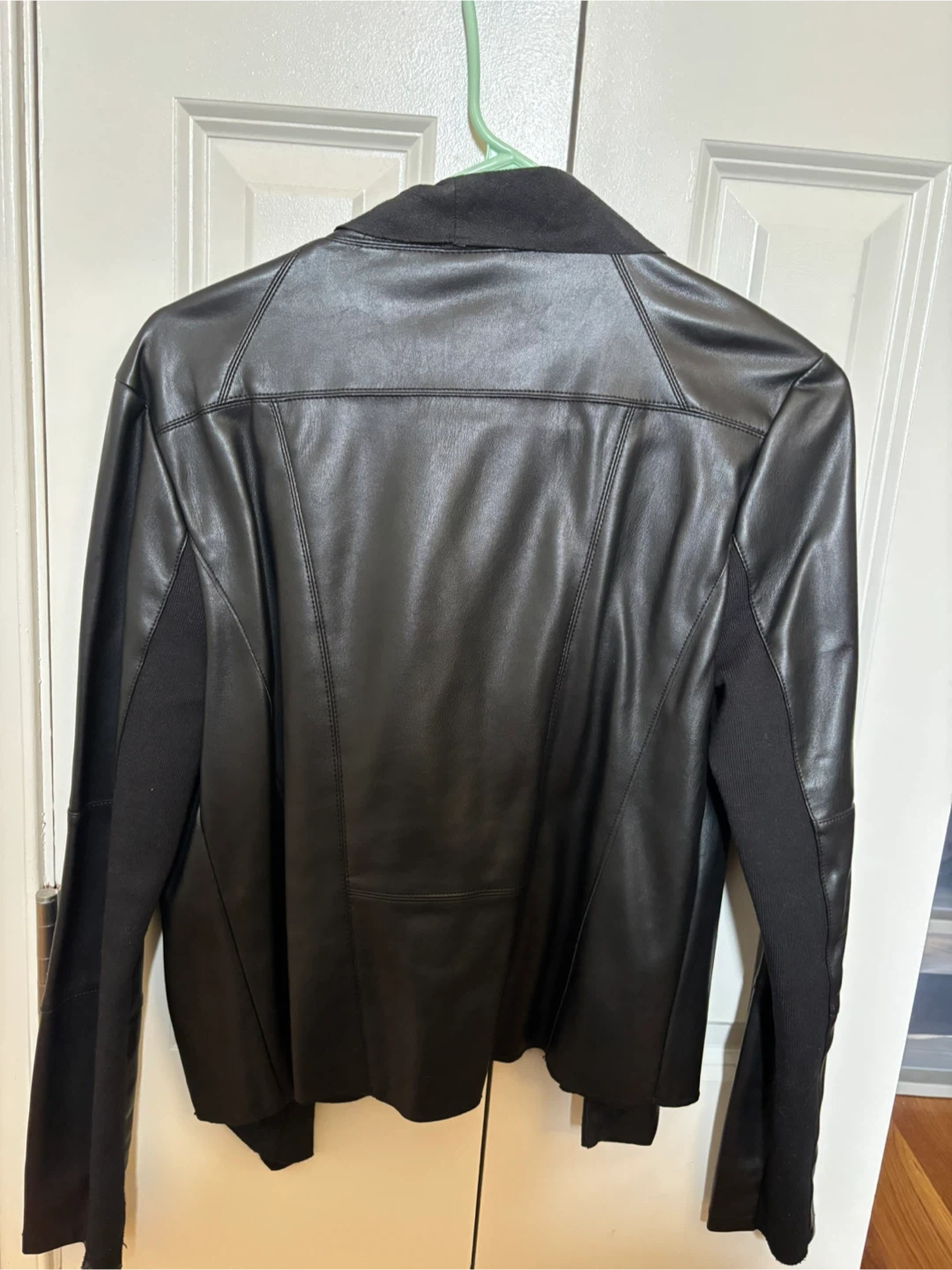 Bagatelle Black Faux Leather Waterfall Drape Jacket - photo 3