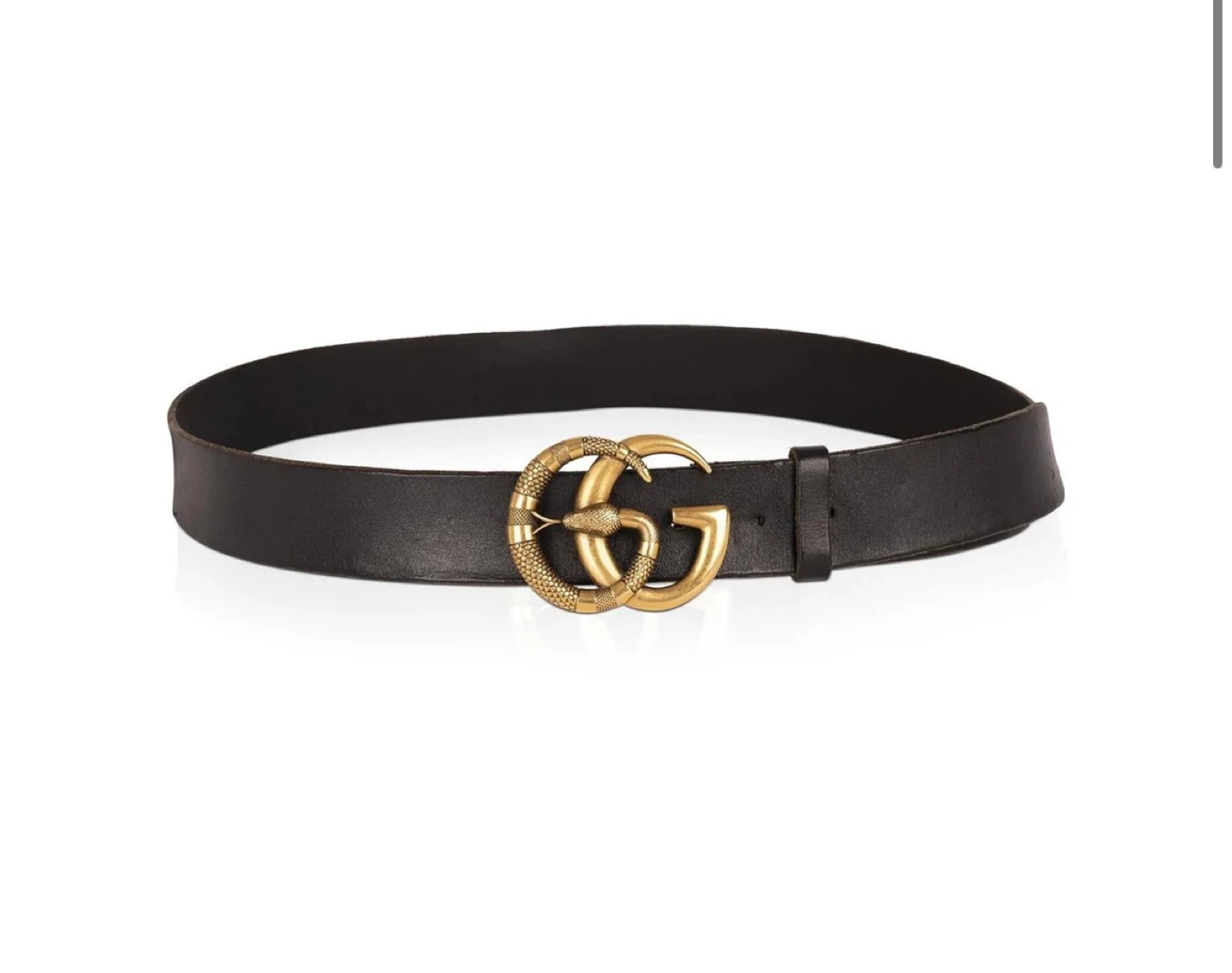 Gucci Black Leather Belt with Double G Snake Buckle - photo 3