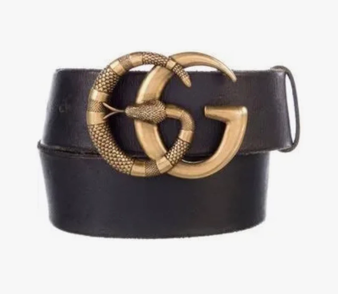 Gucci Black Leather Belt with Double G Snake Buckle - photo 4