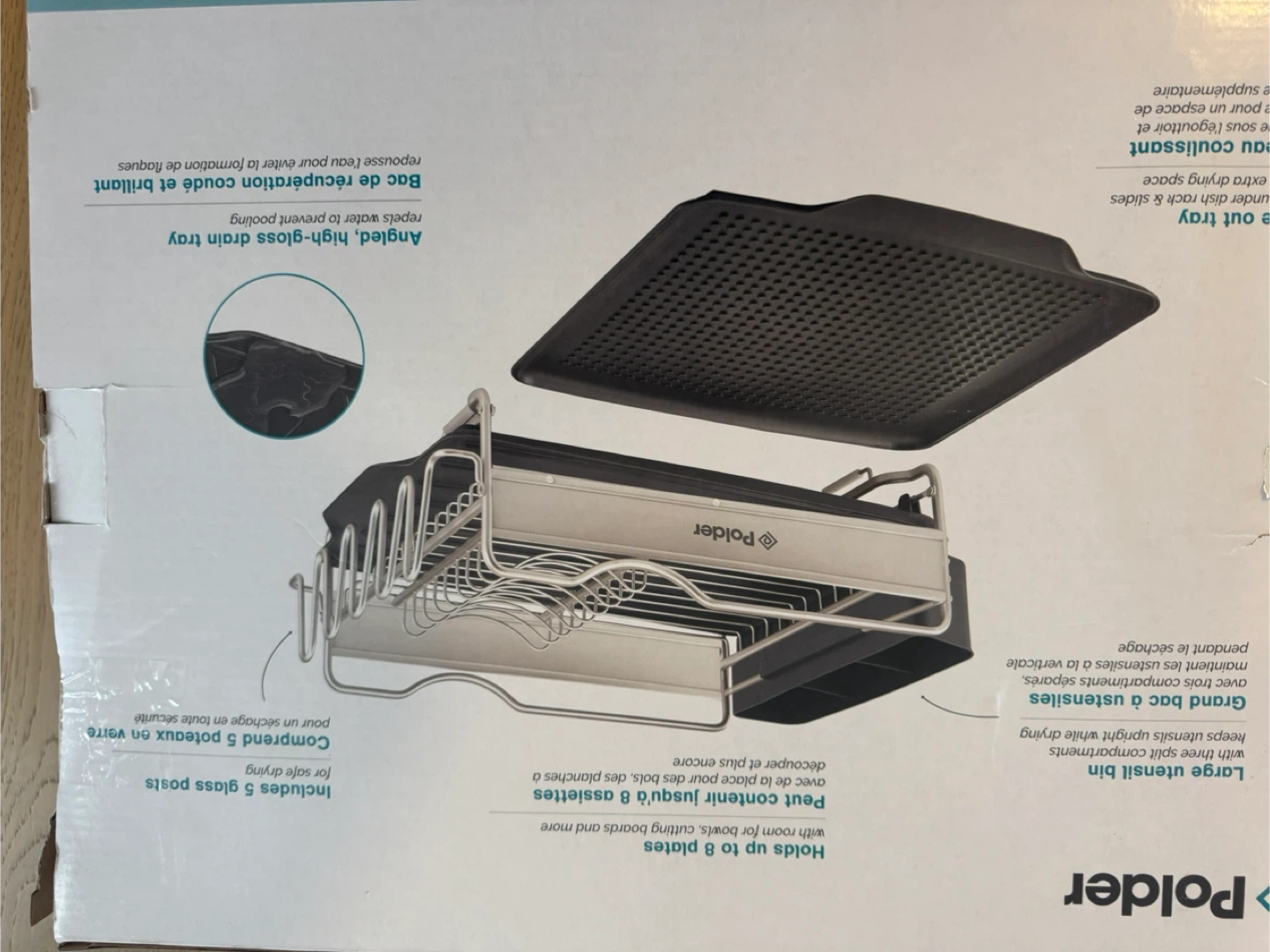 Polder Advantage Aluminum 4-Piece Dish Rack - photo 4