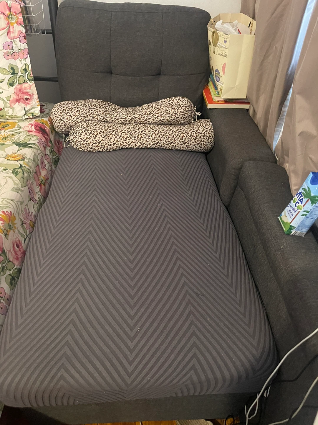 Spadalon Gray Chevron Chaise Lounge with Storage