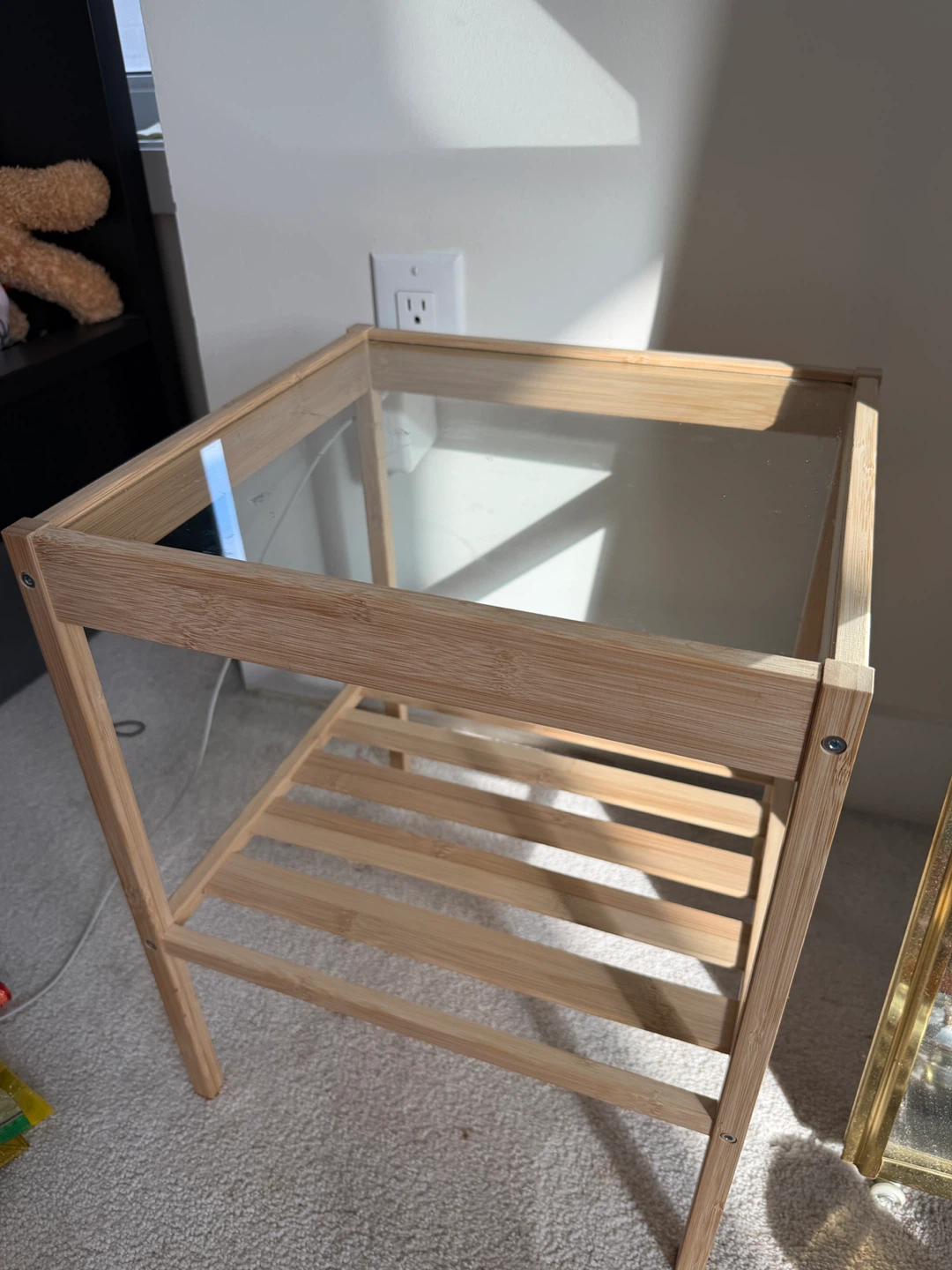 Bamboo and Glass Side Table
