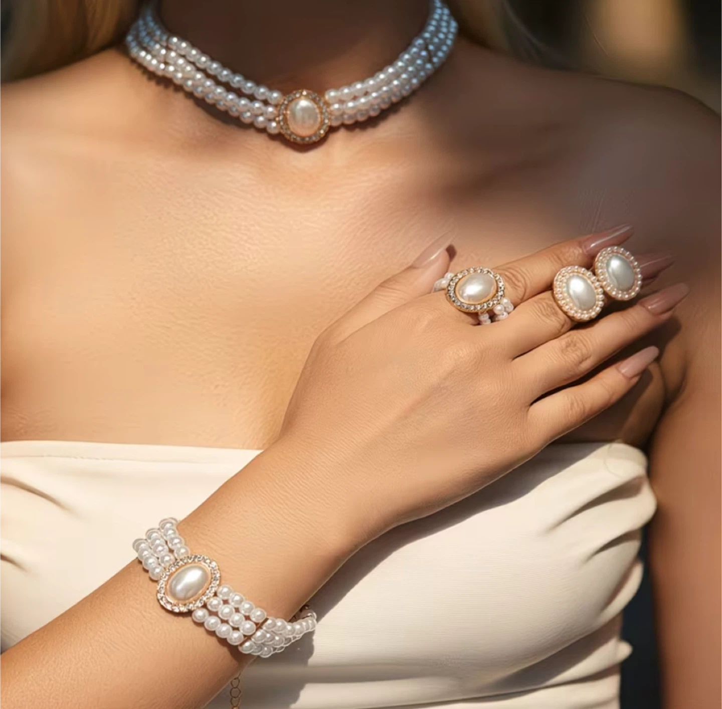 5-piece pearl jewelry set