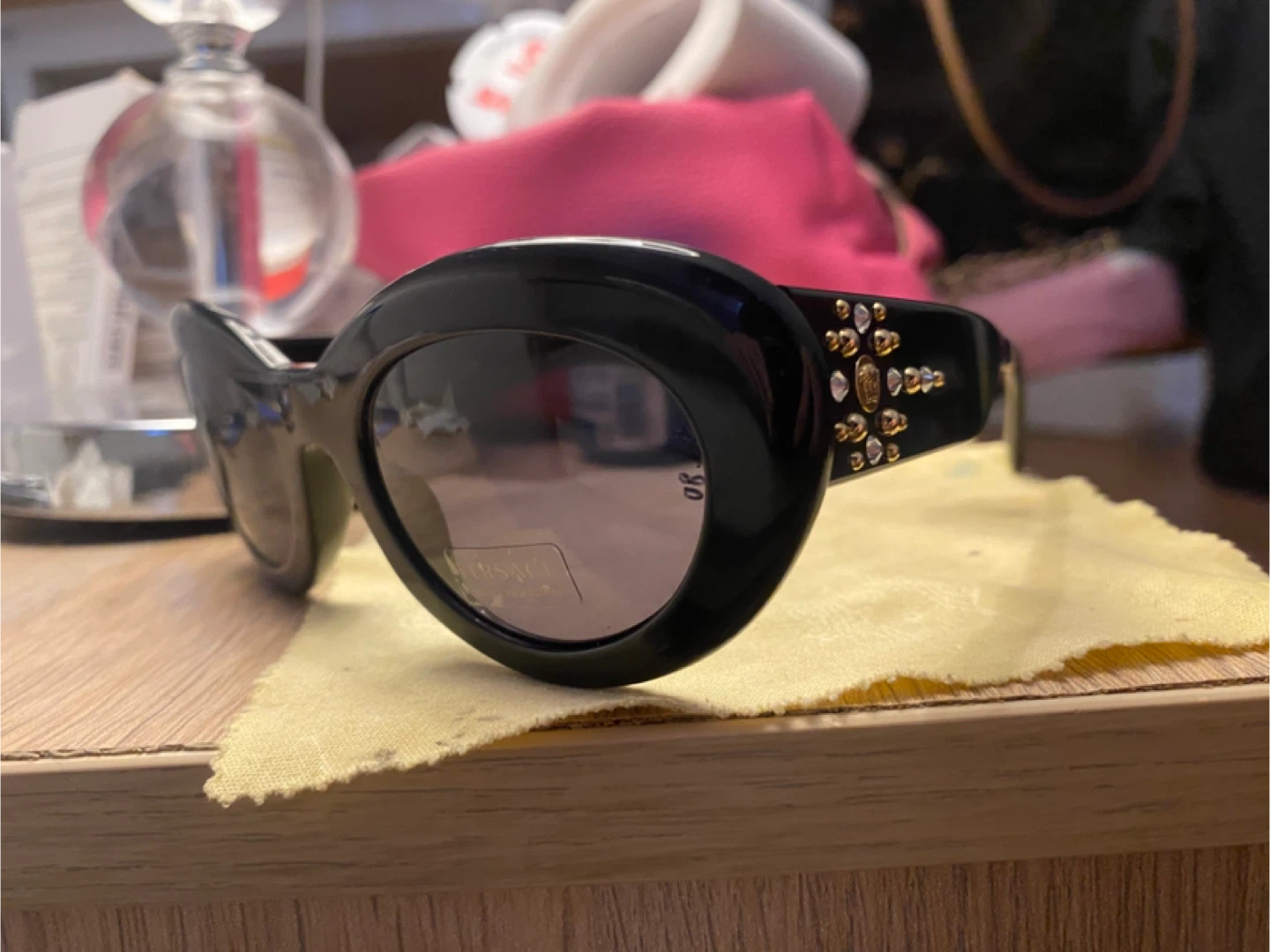 Versace Black Embellished Cat-Eye Sunglasses - photo 2