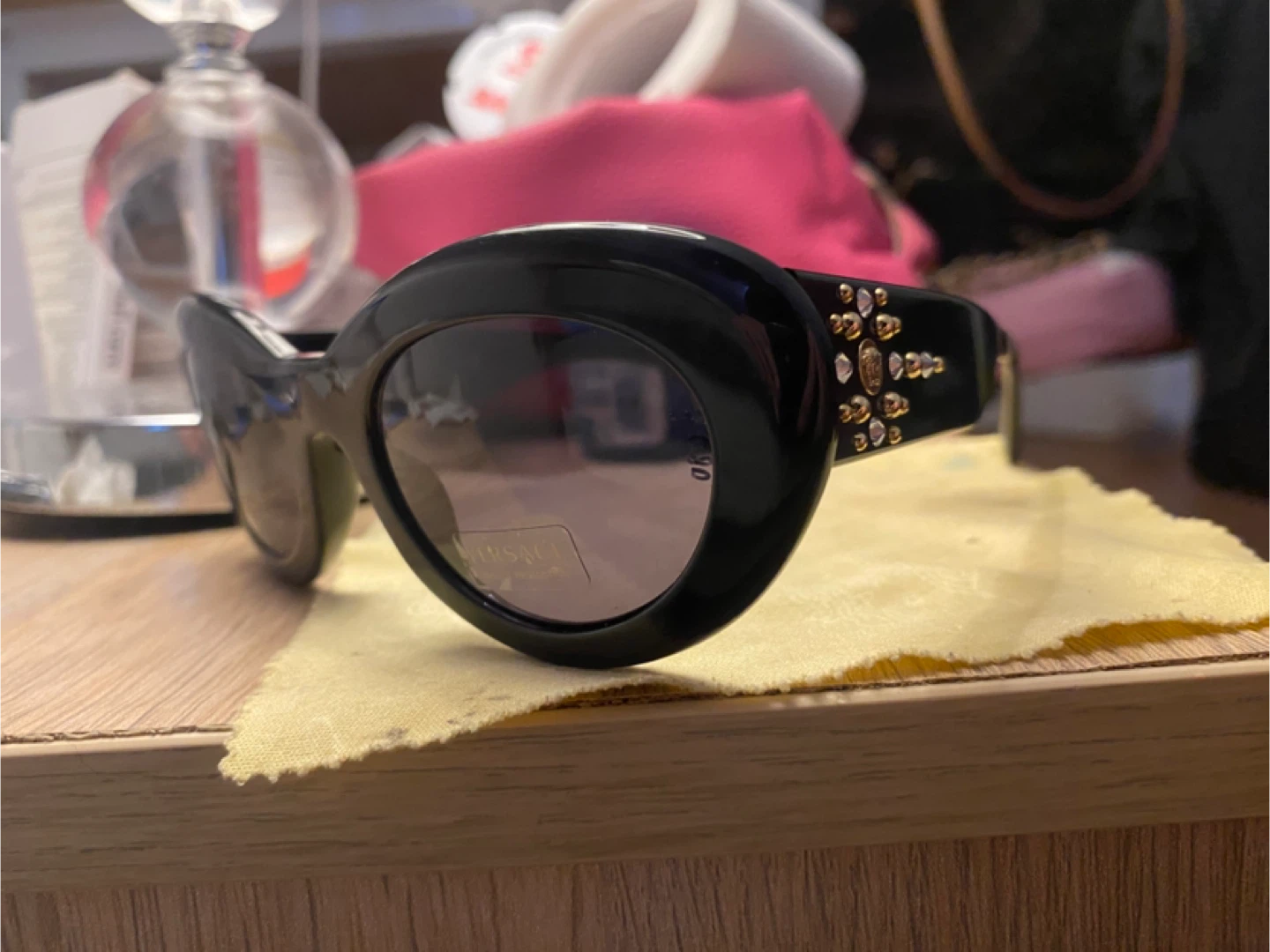 Versace Black Embellished Cat-Eye Sunglasses - photo 5