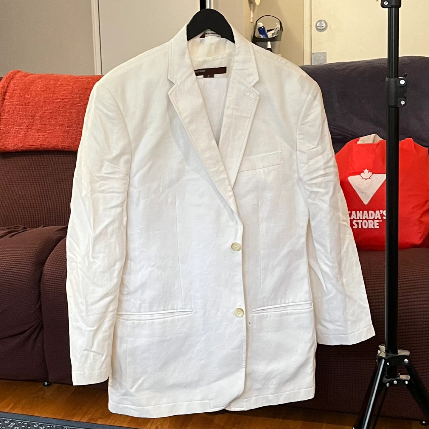 White Linen Blend Blazer
