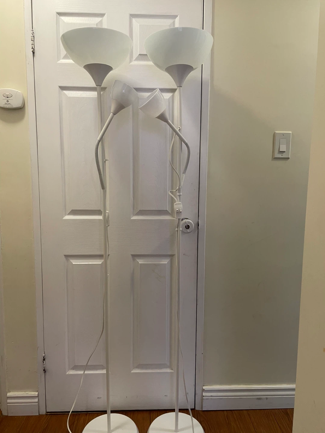 White Floor Lamps (Set of 2) with Adjustable Spotlights