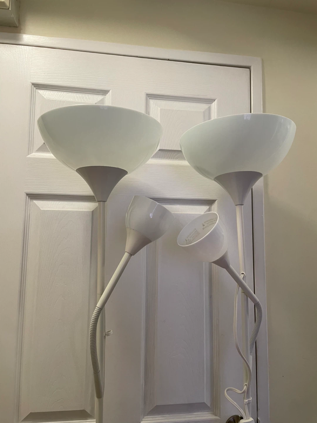 White Floor Lamps (Set of 2) with Adjustable Spotlights - photo 2