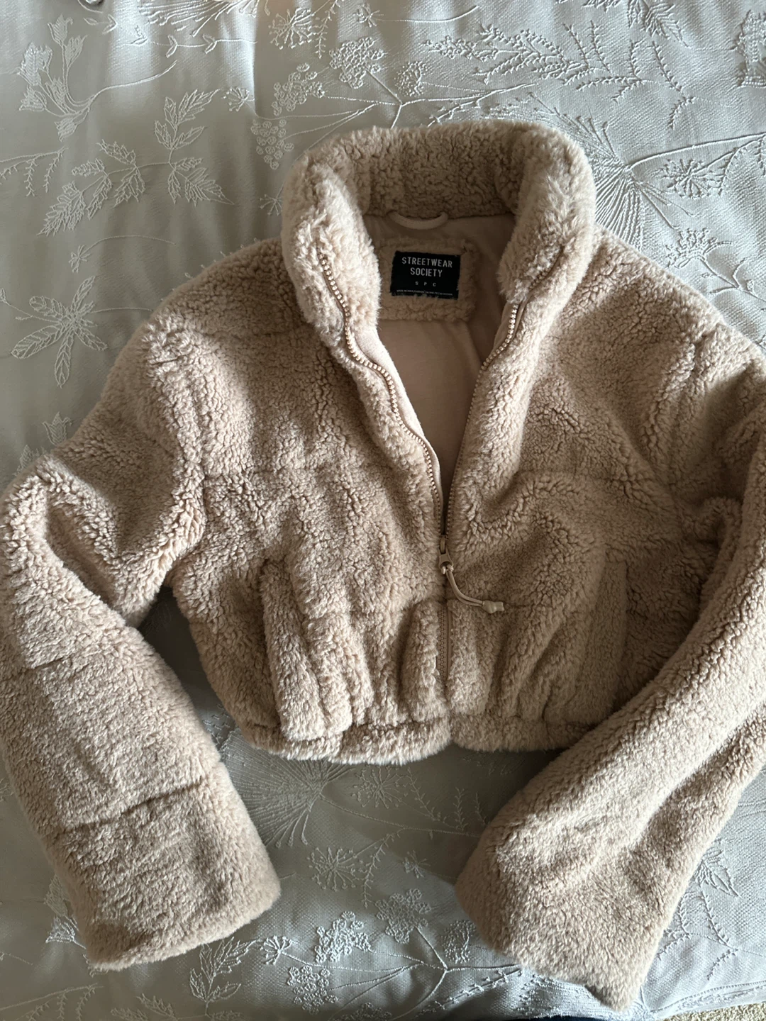 Streetwear Society Teddy Bear Fleece Jacket - Beige