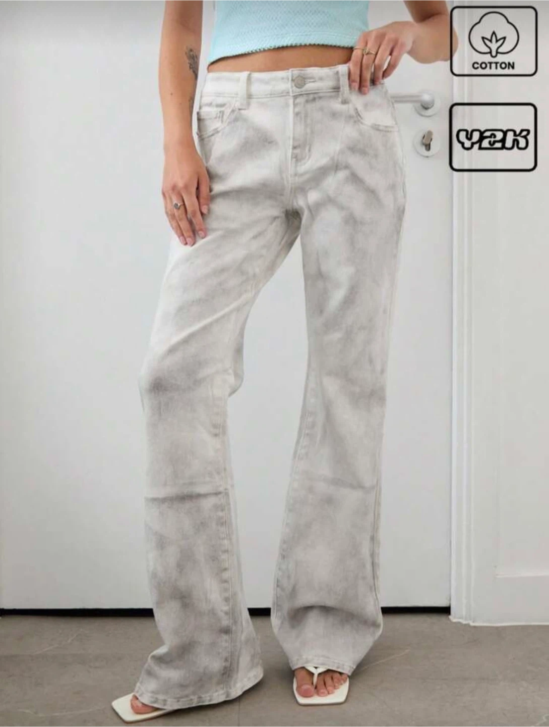 Acid Wash Flare Jeans
