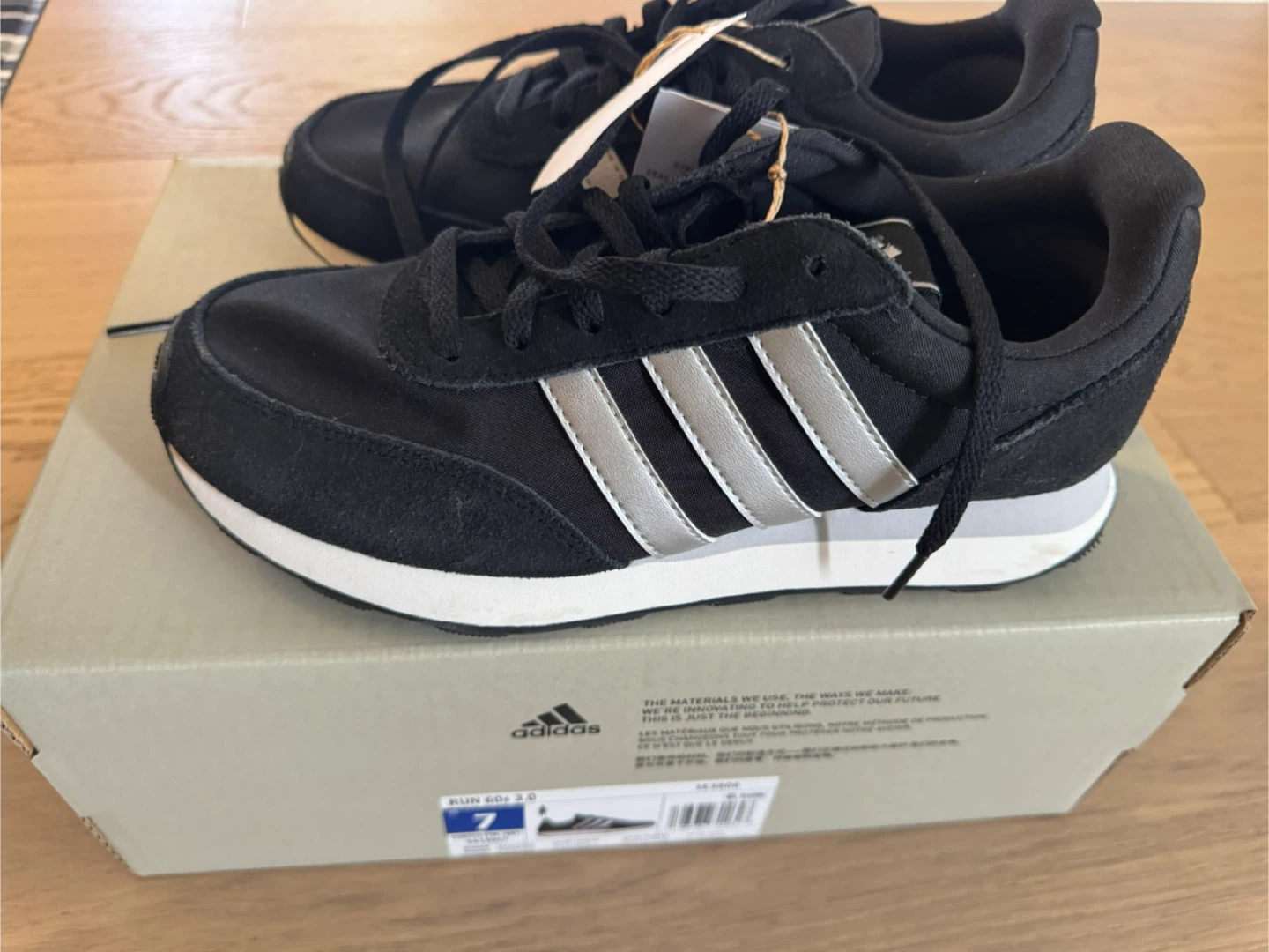 Adidas Run 60s 3.0 Black & Silver Running Shoes - Size 8