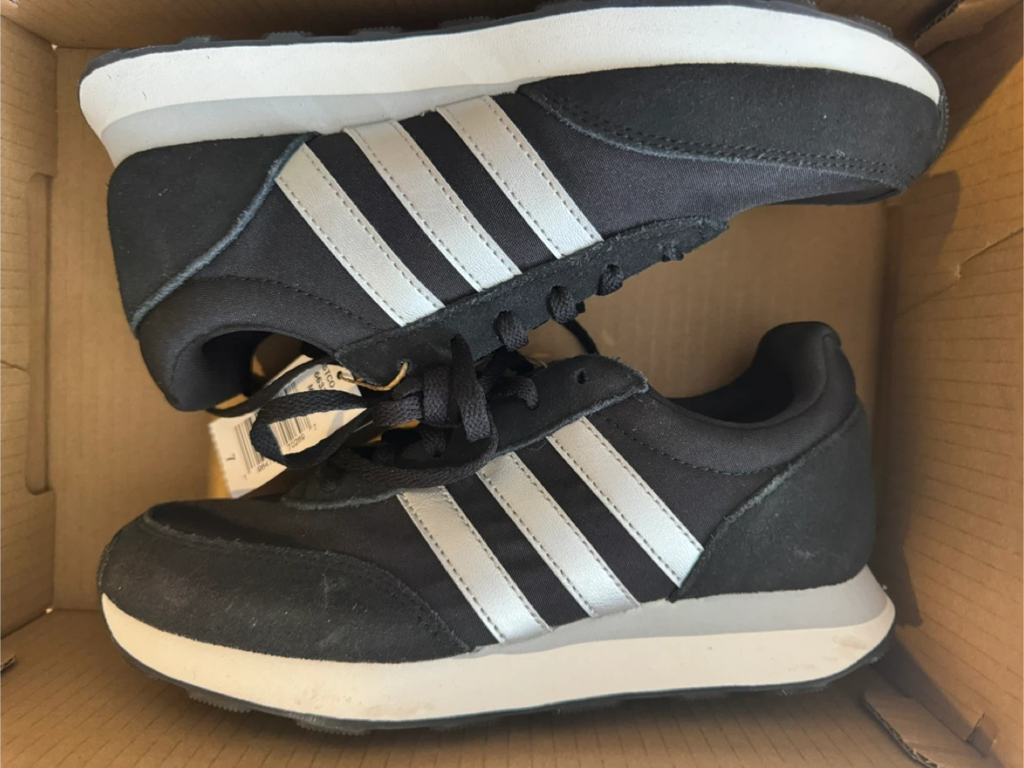 Adidas Run 60s 3.0 Black & Silver Running Shoes - Size 8 - photo 2