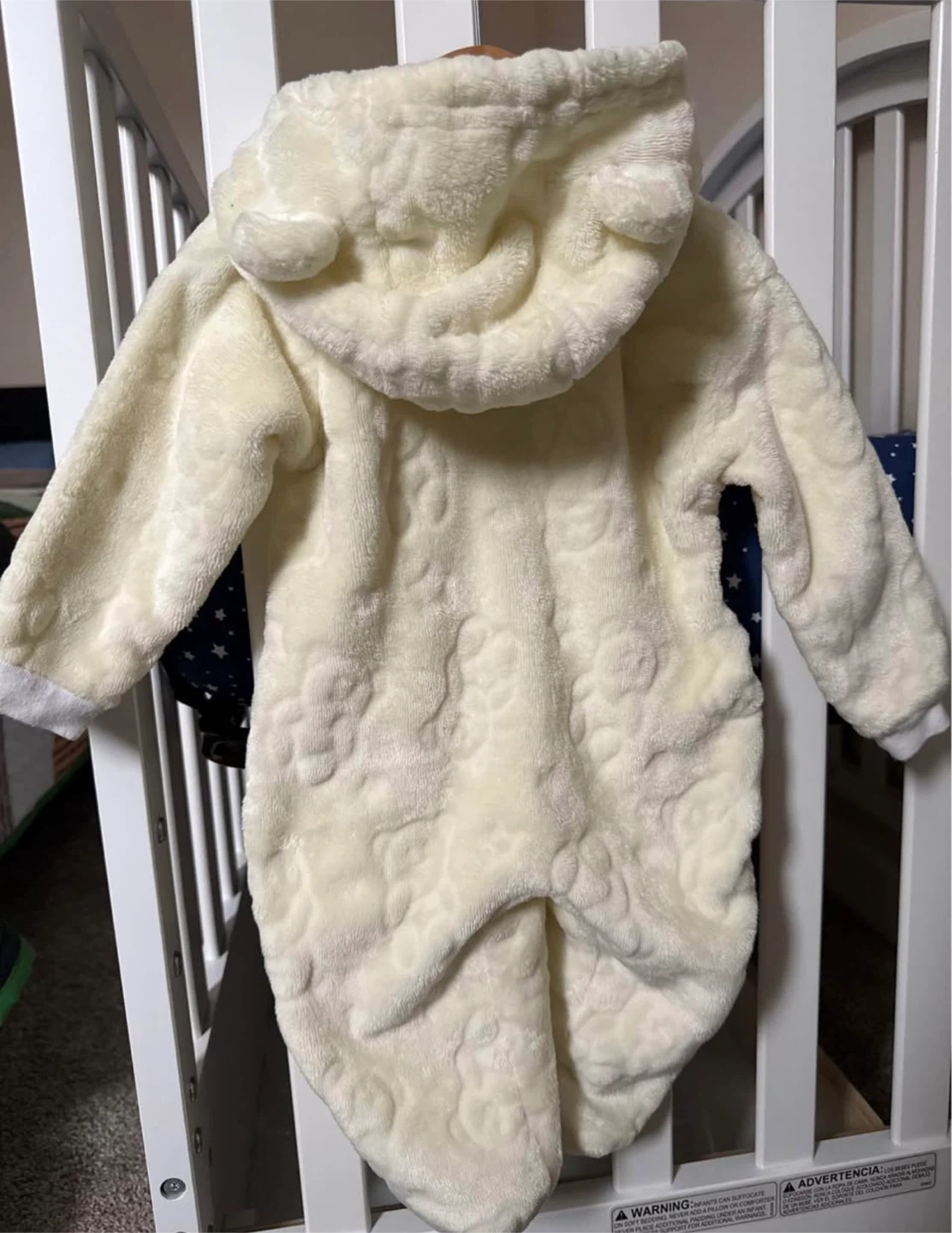 Cream Fleece Baby Snowsuit with Bear Hood - photo 3