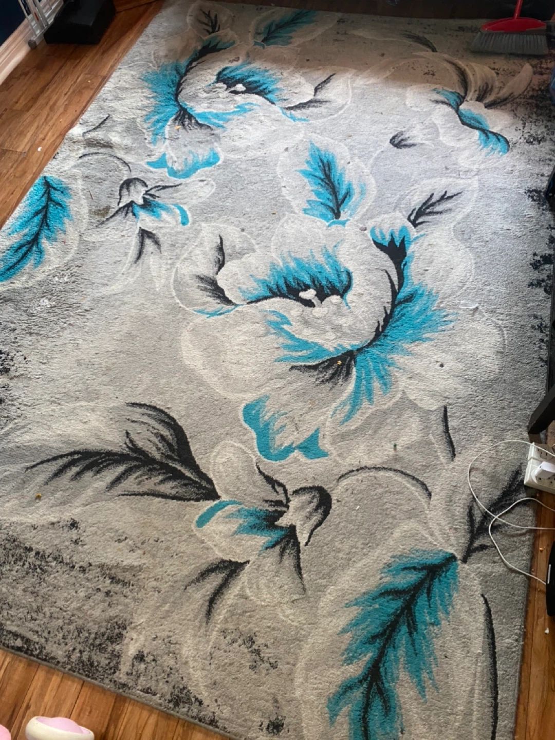 Grey Floral Area Rug