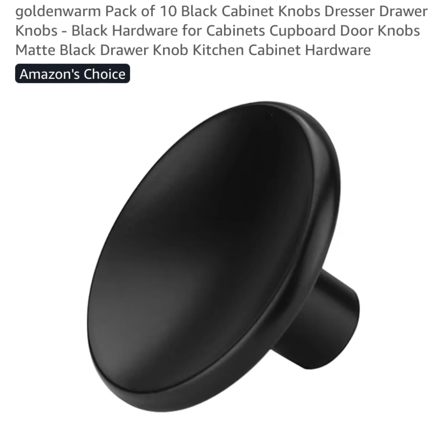 New Pack of 10 Black Cabinet Knobs