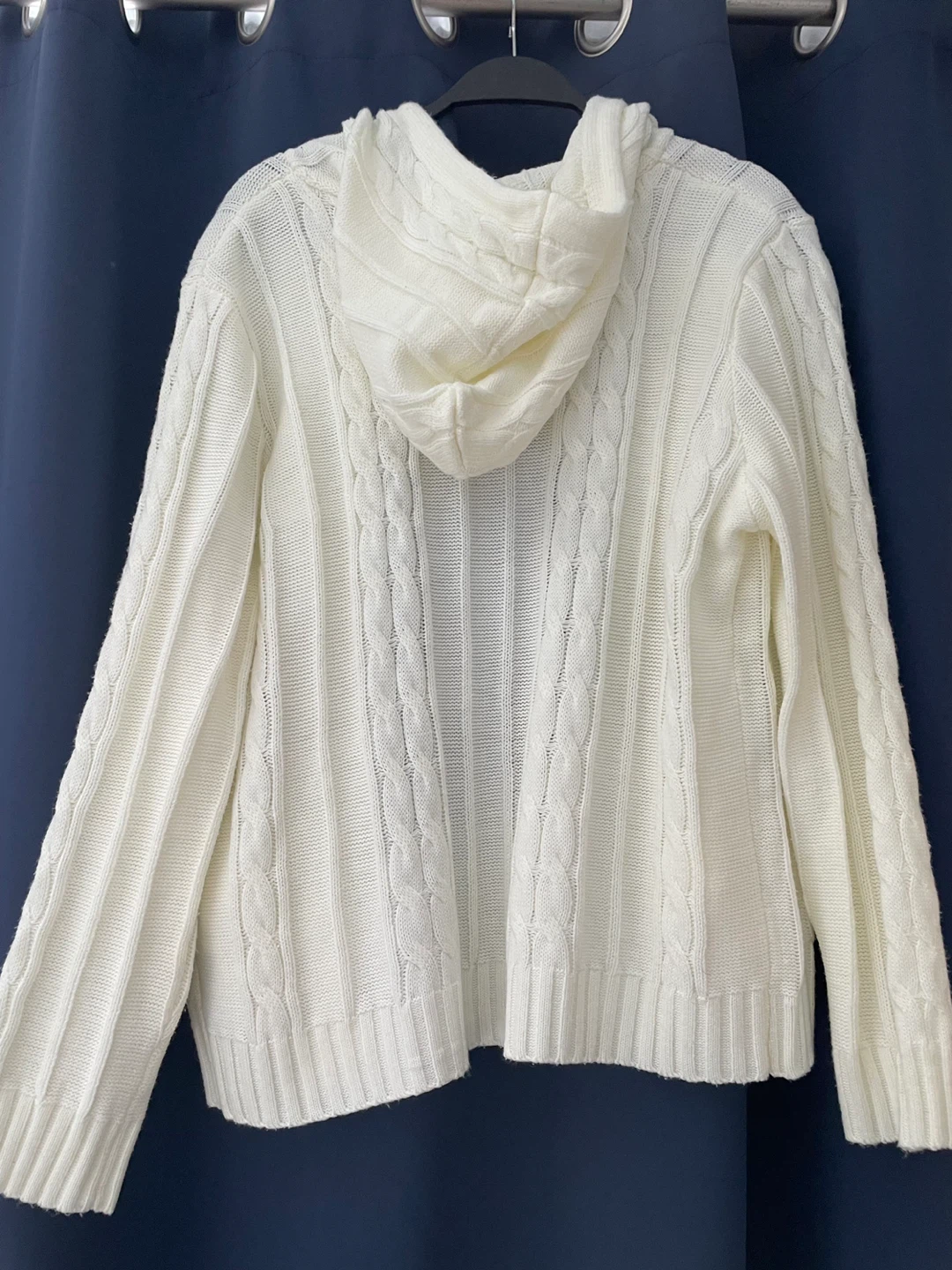 Vintage White Cable Knit Hooded Cardigan - photo 5