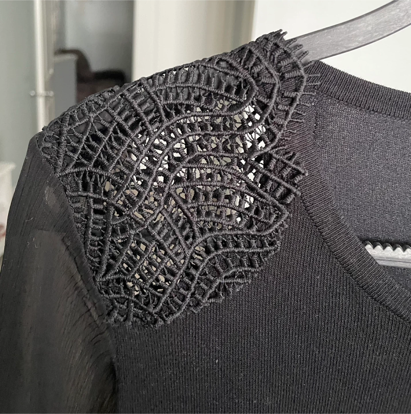 Molly Bracken Black Long Sleeve Top with Lace Detail - photo 5