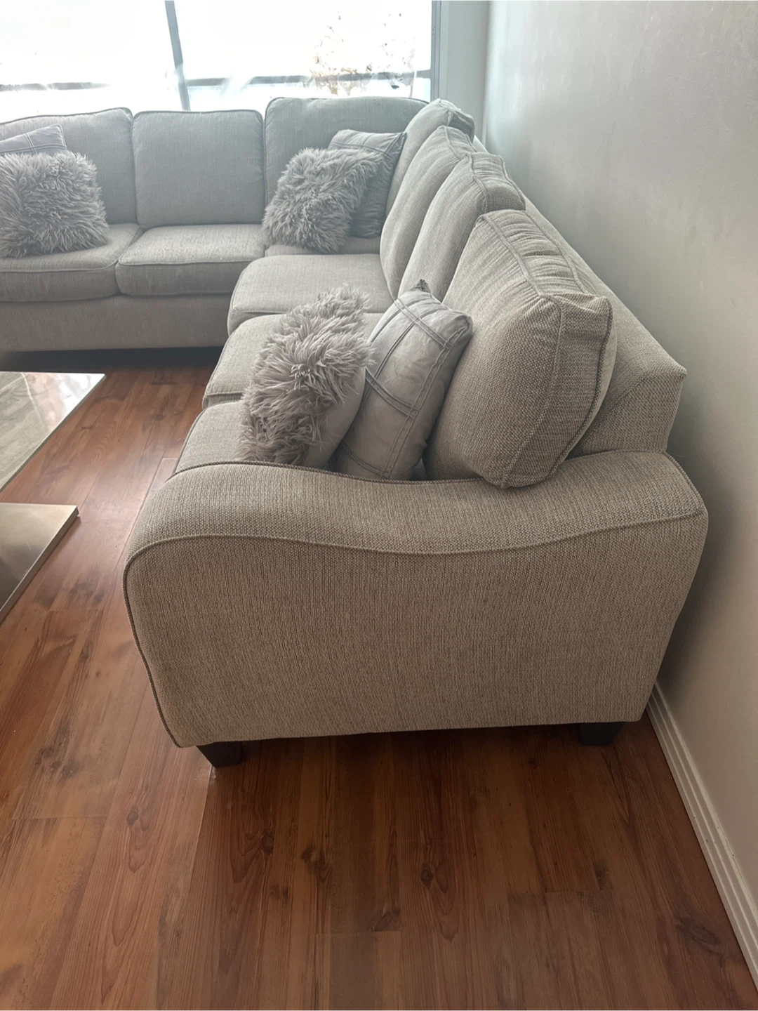Gray Sectional Sofa with Throw Pillows - photo 2