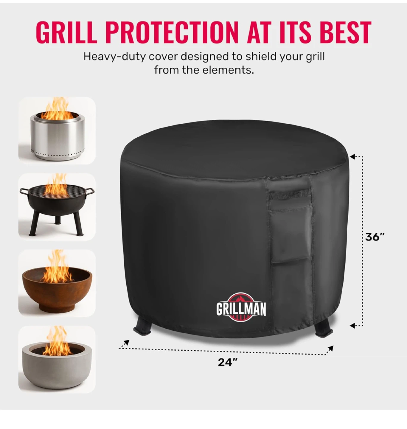 Grillman Round Fire Pit Cover - 36" x 24" - photo 3