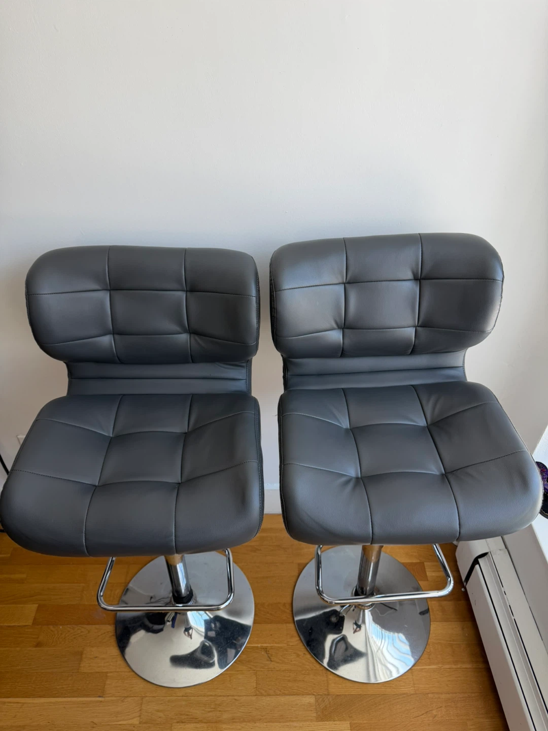 Set of 2 Adjustable Bar Stools Grey - photo 2