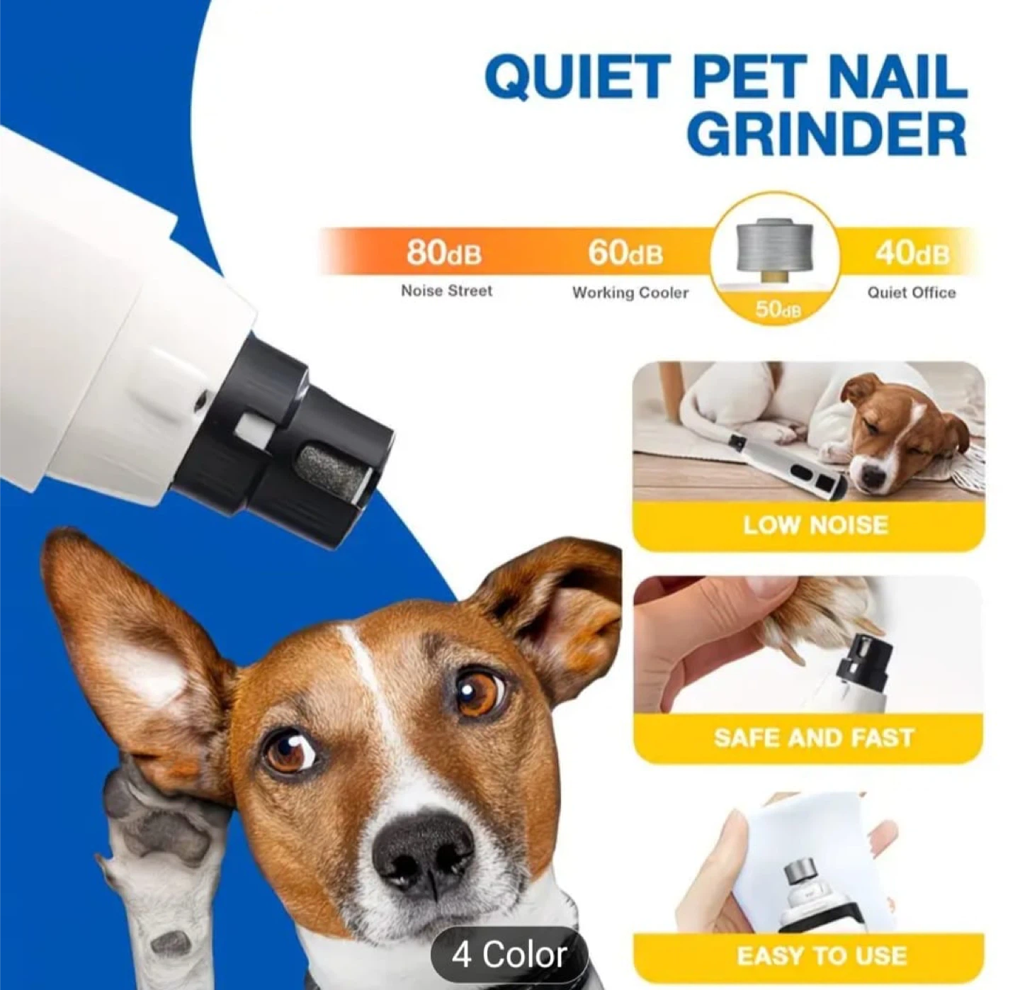 White Quiet Pet Nail Grinder ZLY-608 5-Speed USB Rechargeable - photo 4