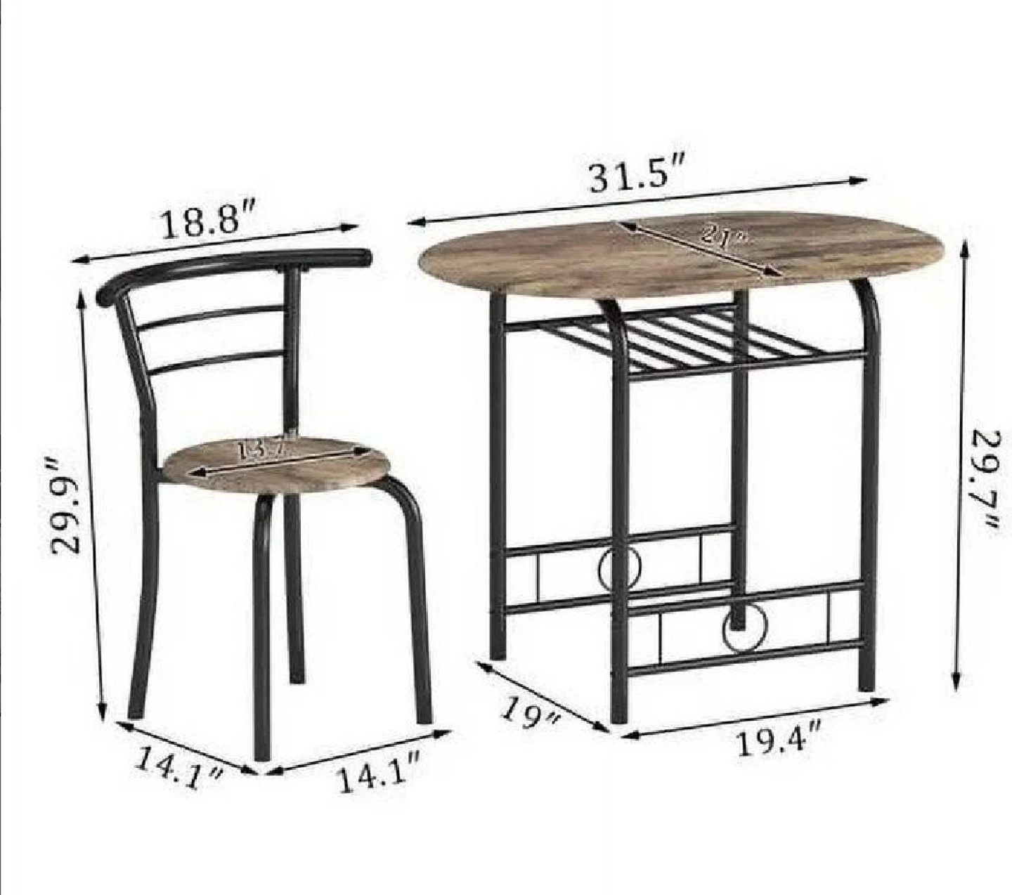3 Piece Wood and Metal Dining Set - photo 3