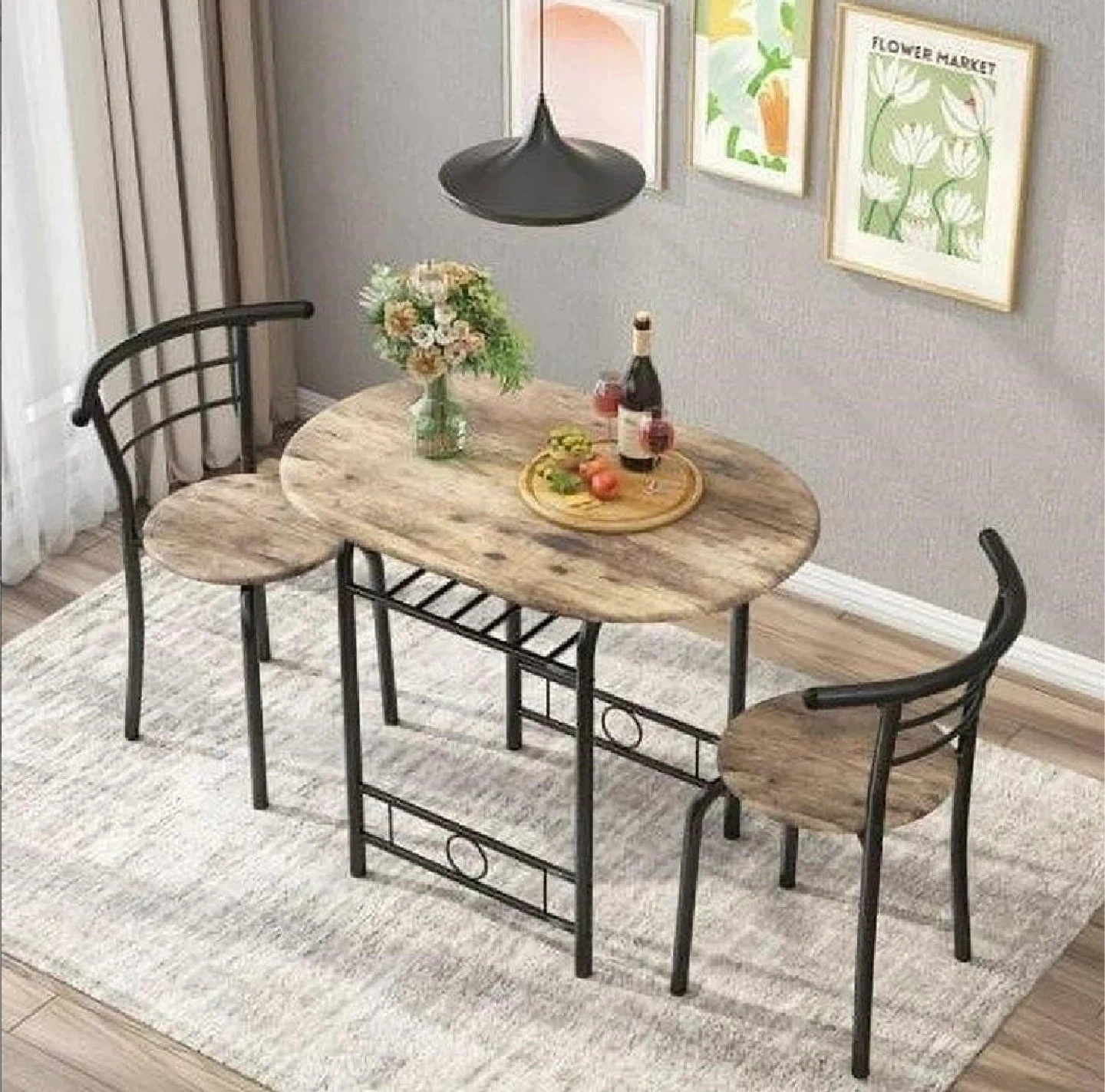 3 Piece Wood and Metal Dining Set - photo 2