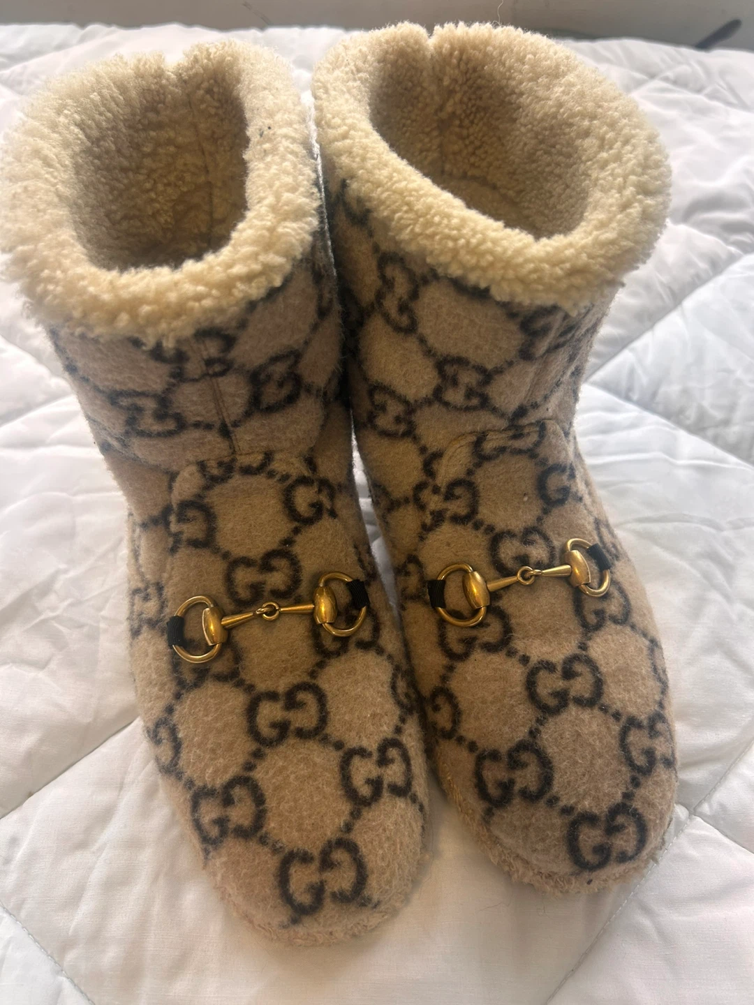 Gucci GG Monogram Shearling Boots