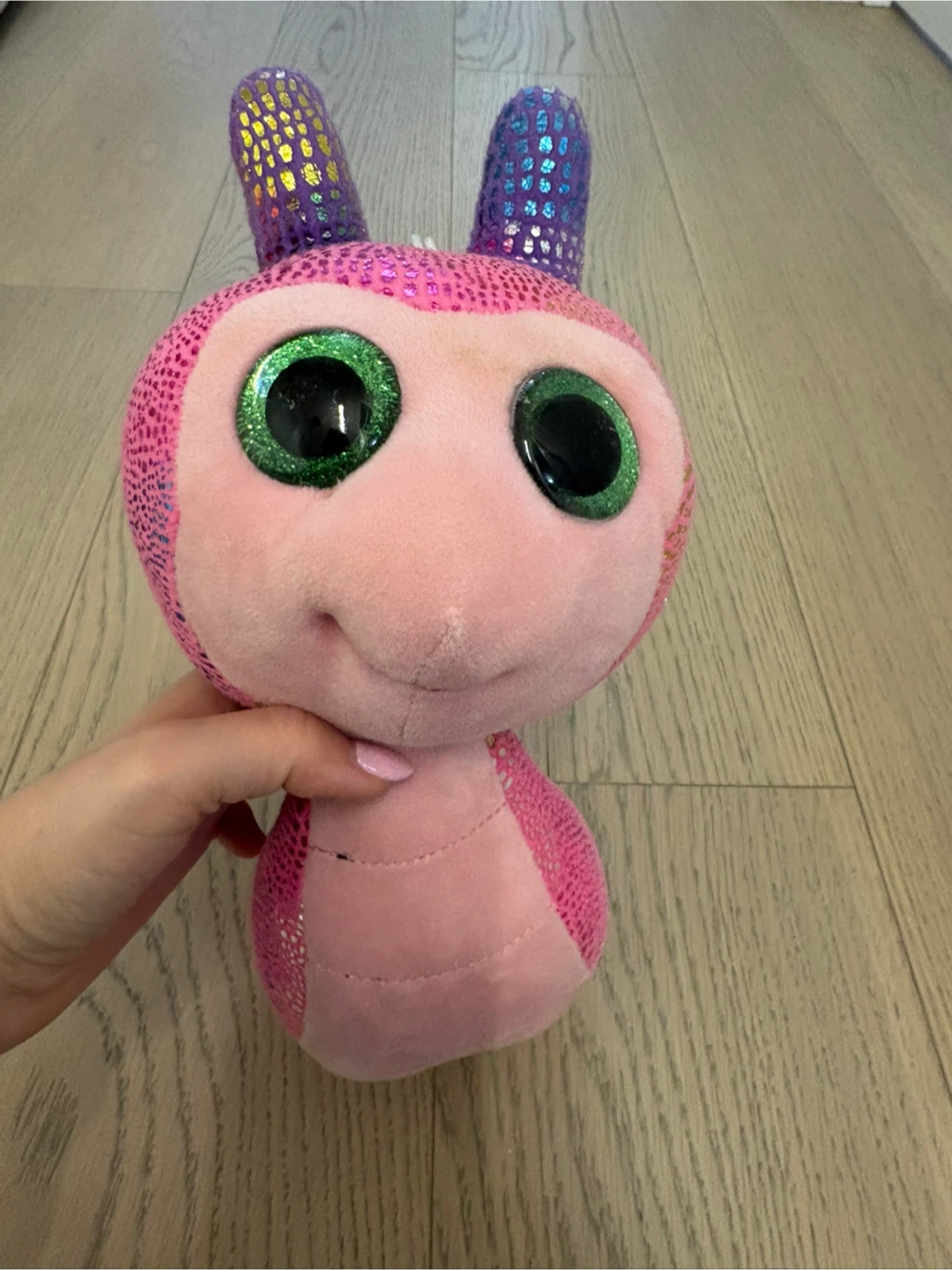Pink Sparkly Snail Plush Toy
