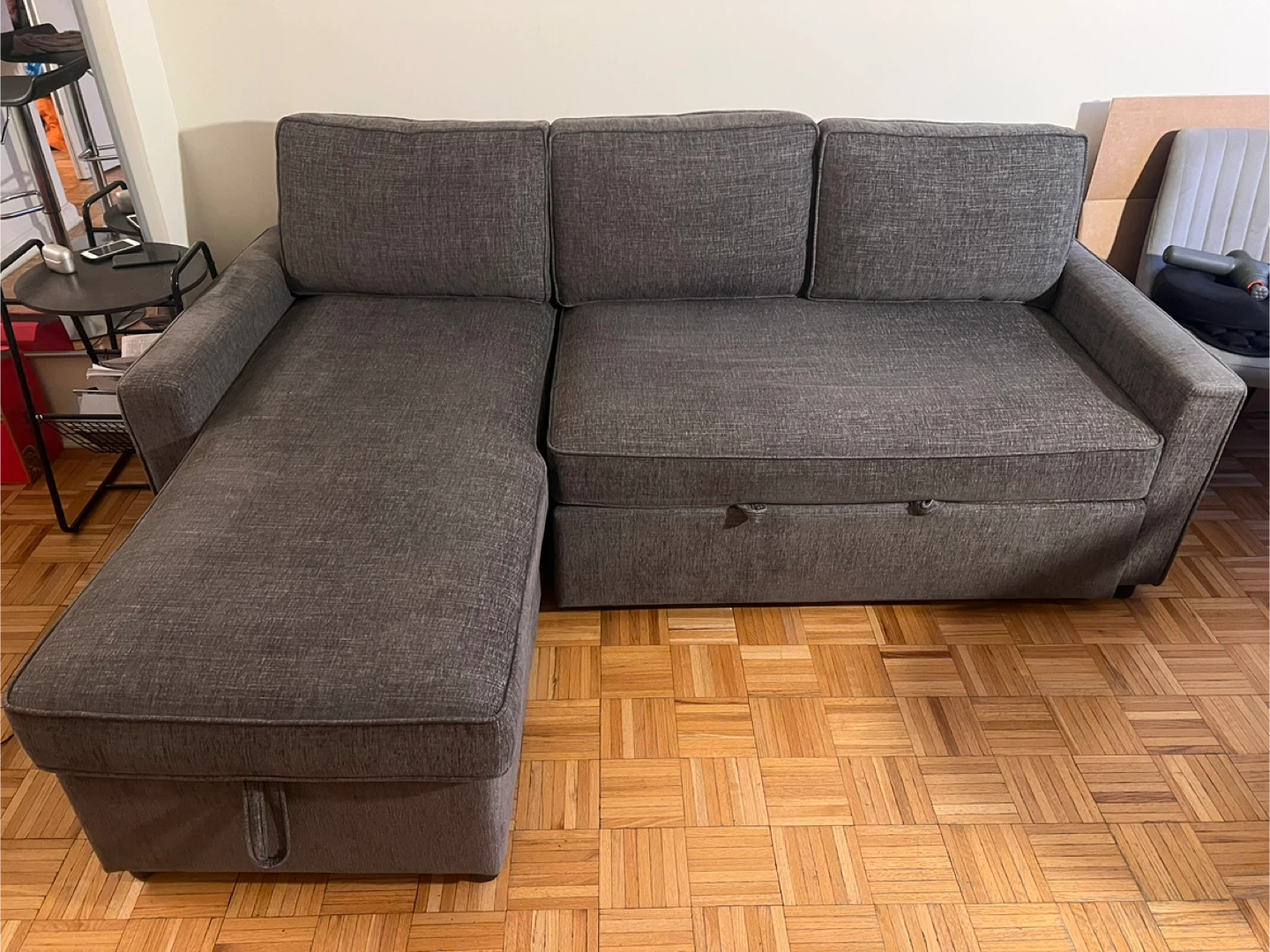 Gray Sectional Sofa with Storage and Pull-Out Bed - photo 4