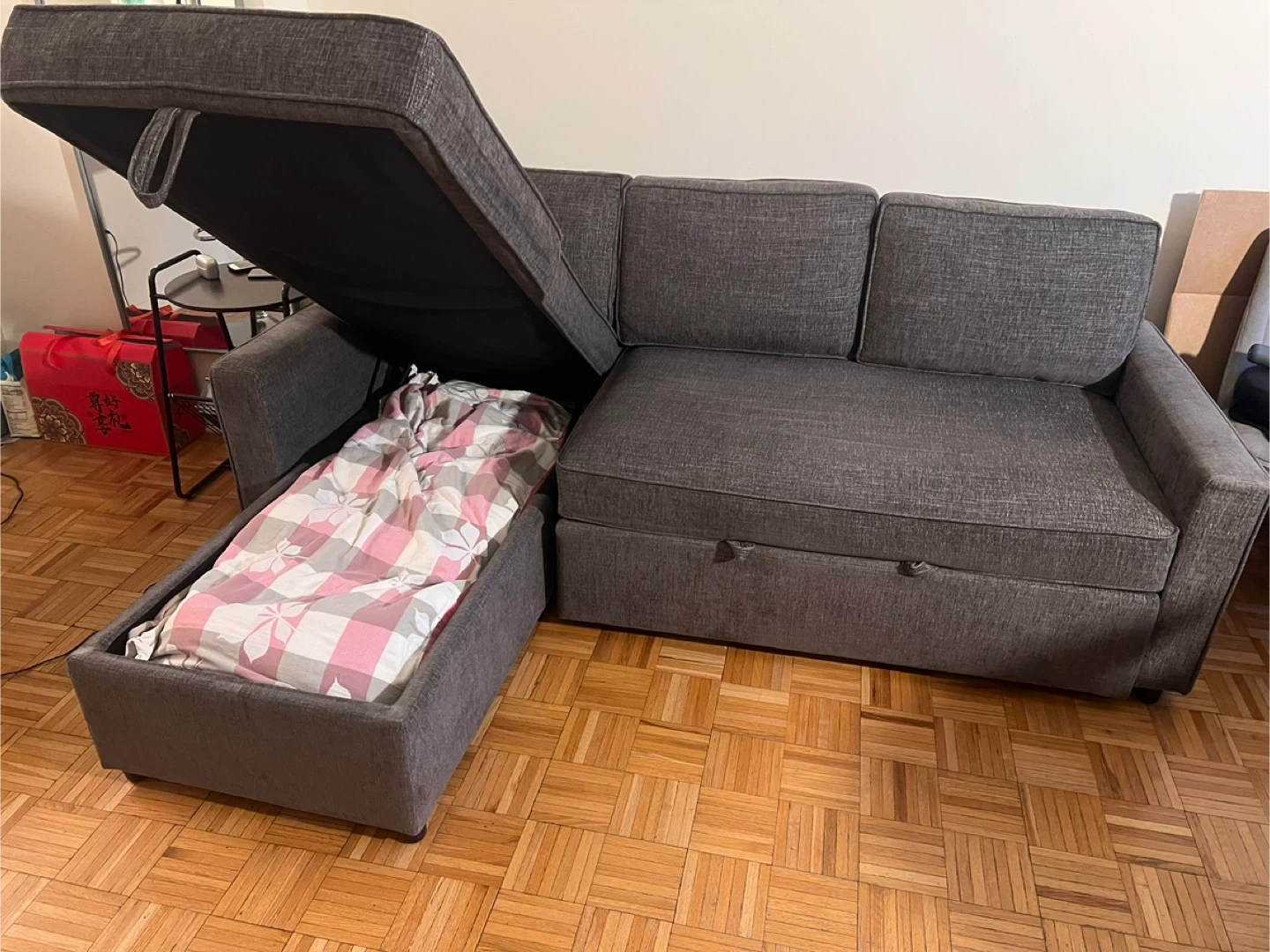 Gray Sectional Sofa with Storage and Pull-Out Bed - photo 5