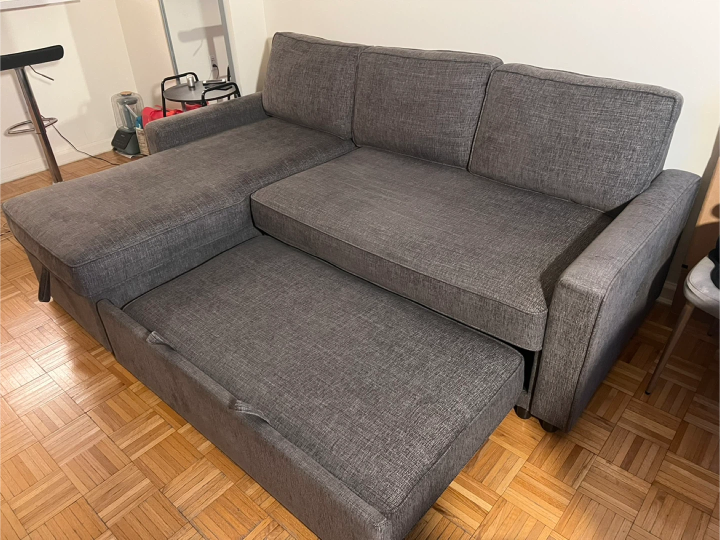 Gray Sectional Sofa with Storage and Pull-Out Bed - photo 2