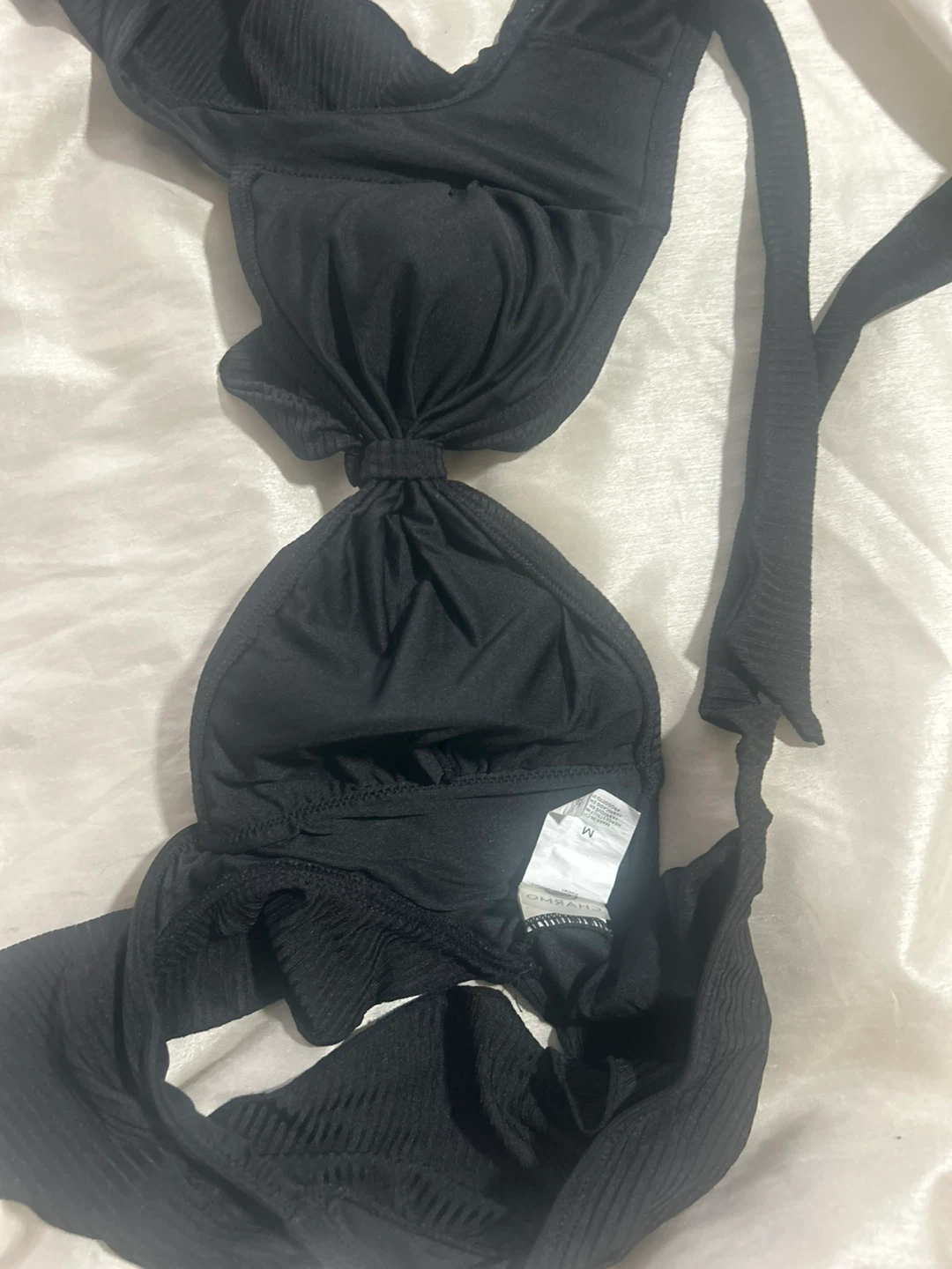 Charmo Black Ribbed High-Waisted Bikini Set - Size M - photo 5