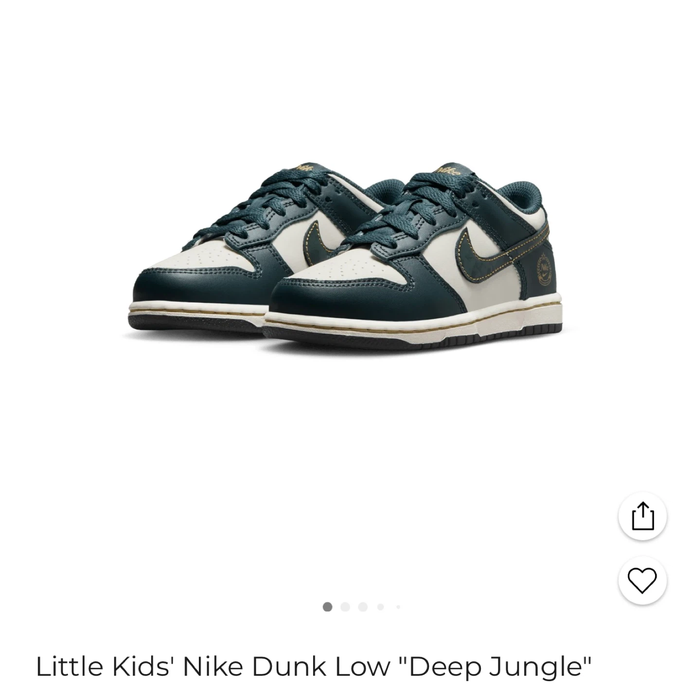 Little Kids' Nike Dunk Low "Deep Jungle"-Size 1y - photo 4