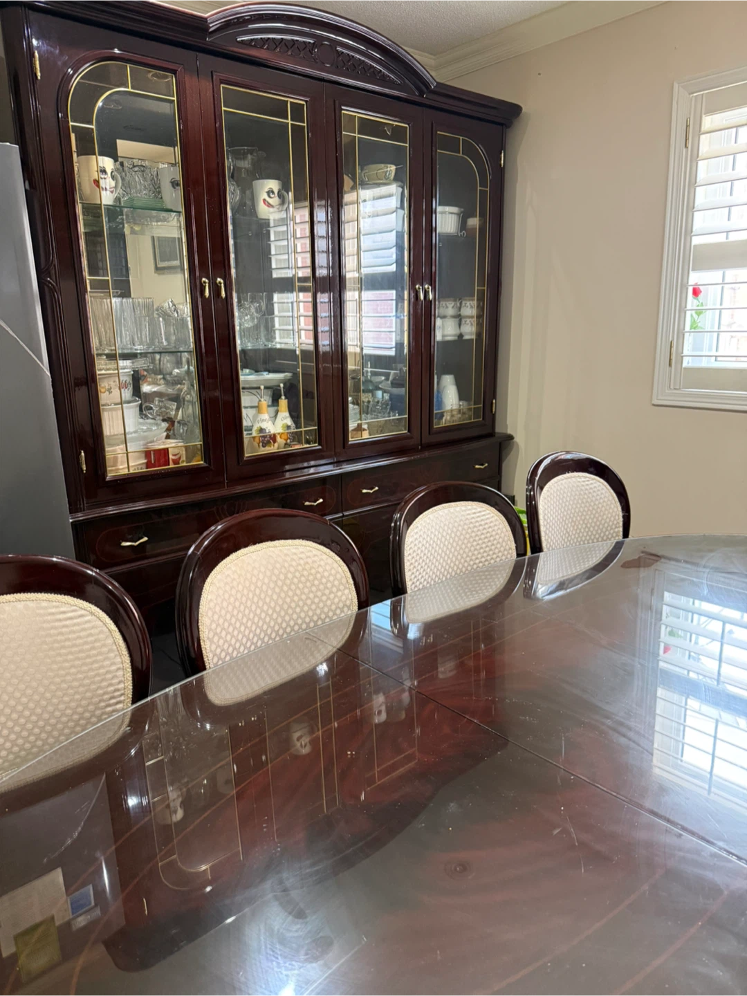Mahogany Dining Table with Chairs and China Cabinet - photo 3