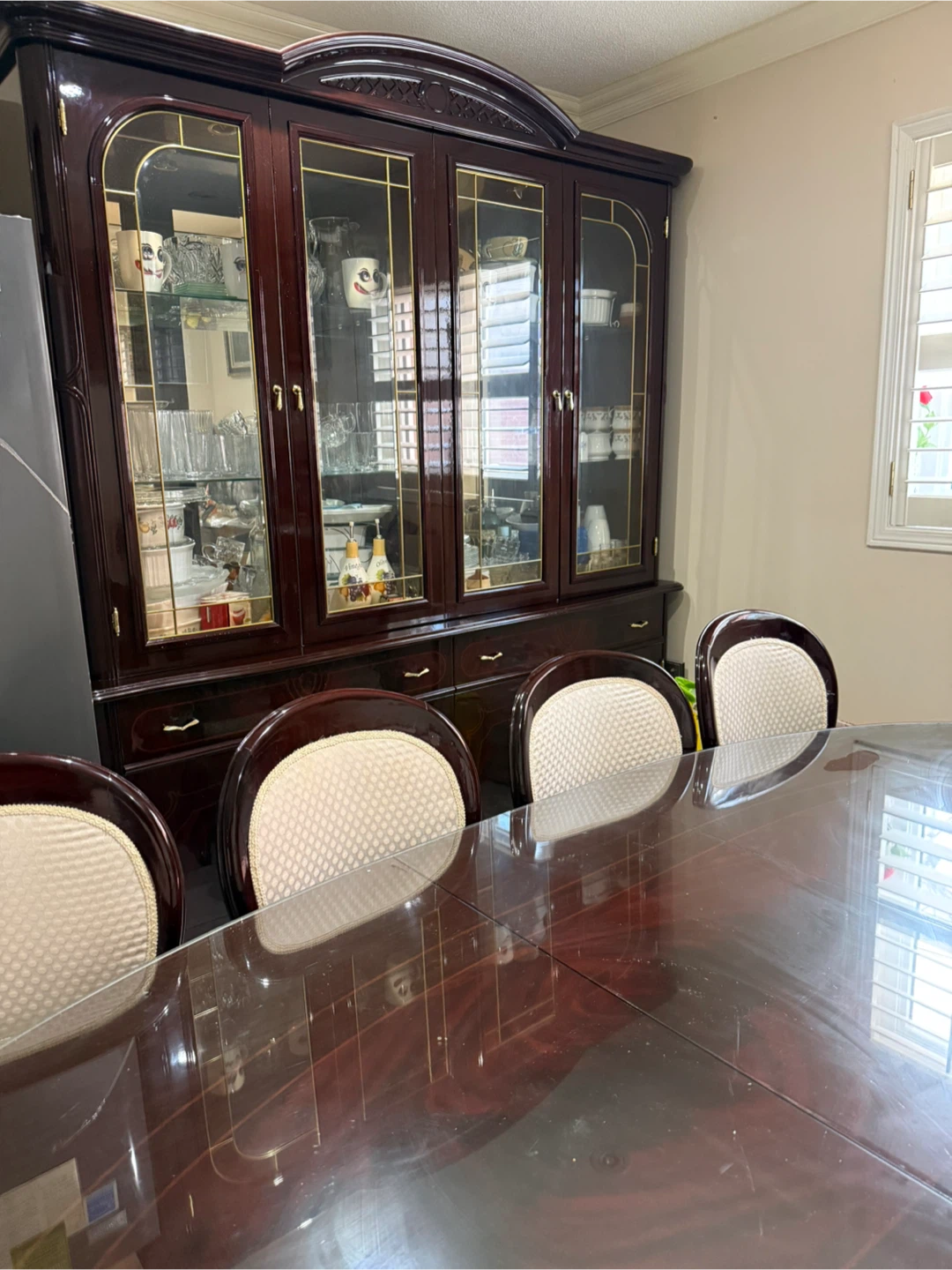 Mahogany Dining Table with Chairs and China Cabinet - photo 4
