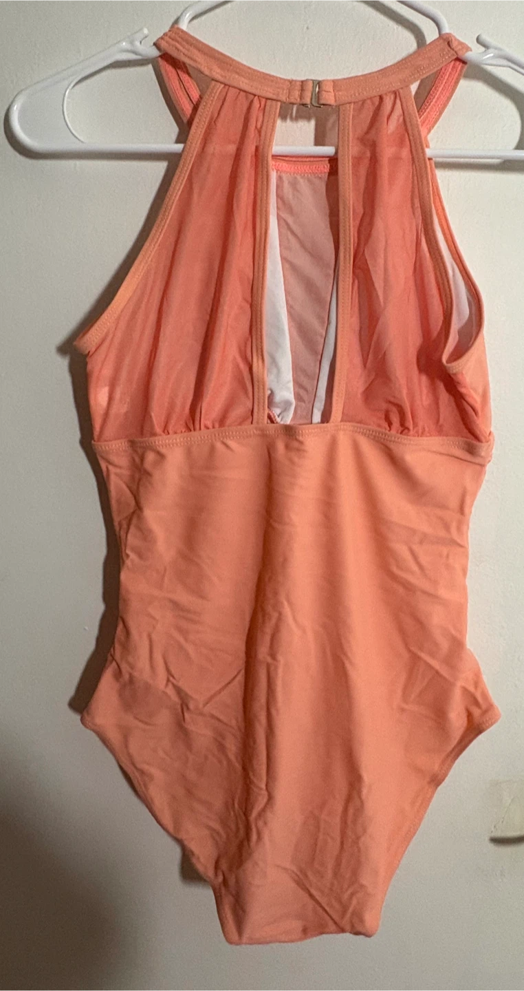 Women's Orange Ruched One-Piece Swimsuit Size S - photo 3