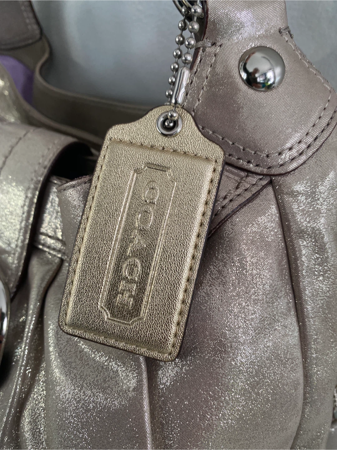 Coach Metallic Leather Hobo Handbag - photo 4