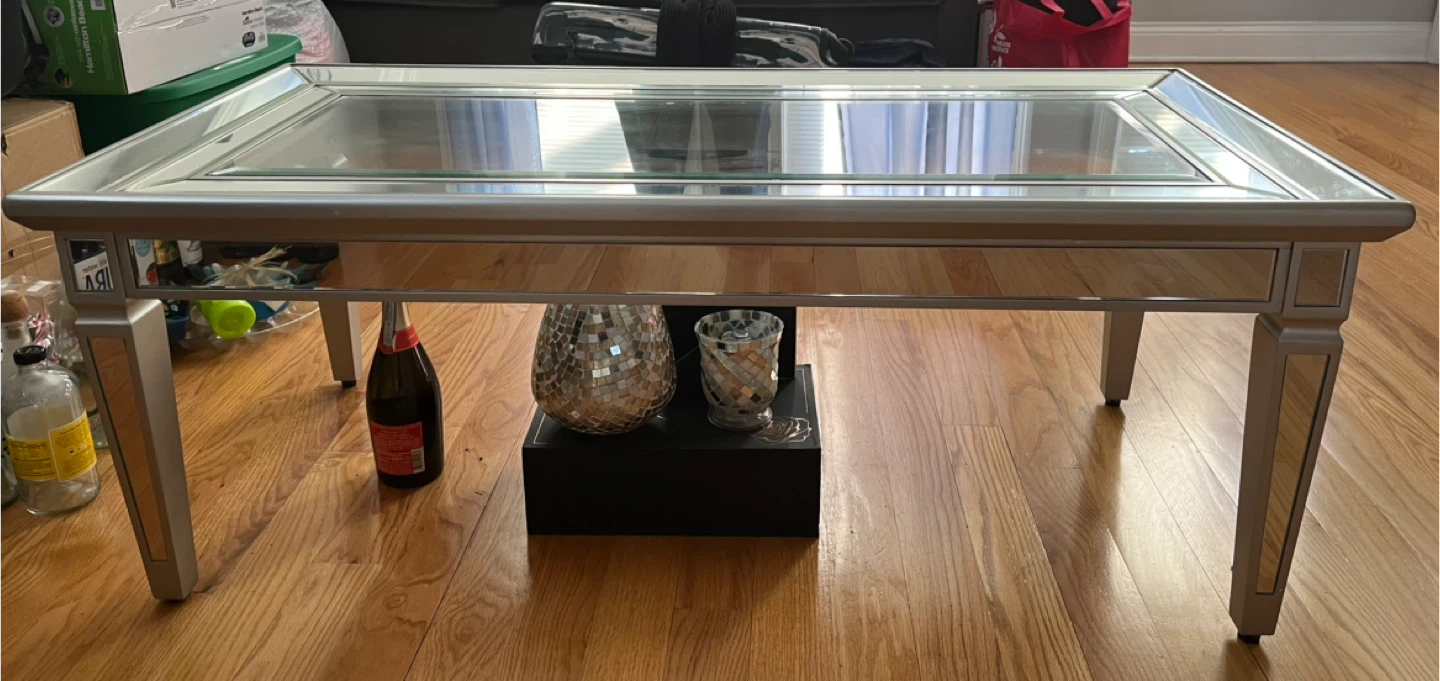 Mirrored Coffee Table with Glass Top - photo 2