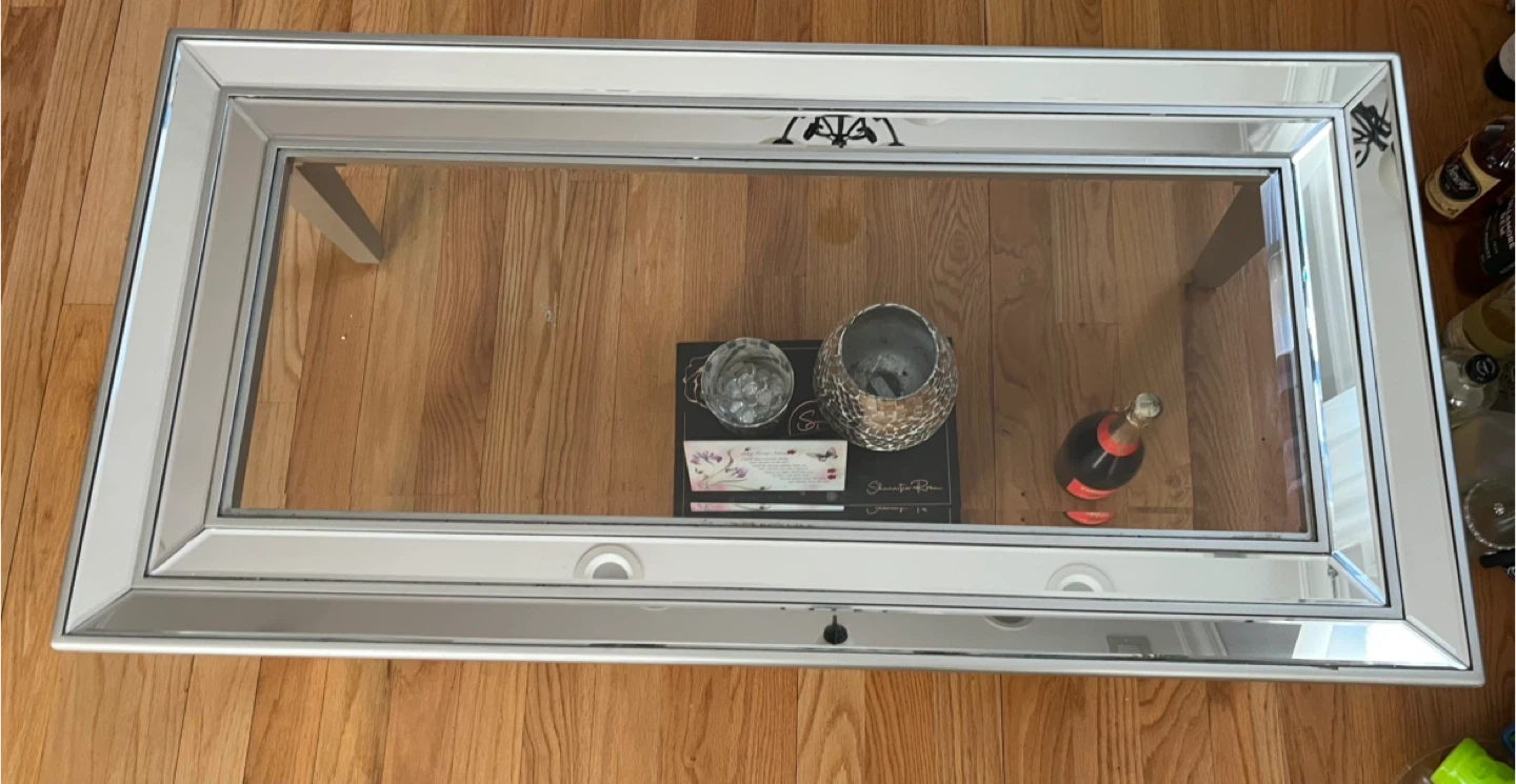 Mirrored Coffee Table with Glass Top - photo 4