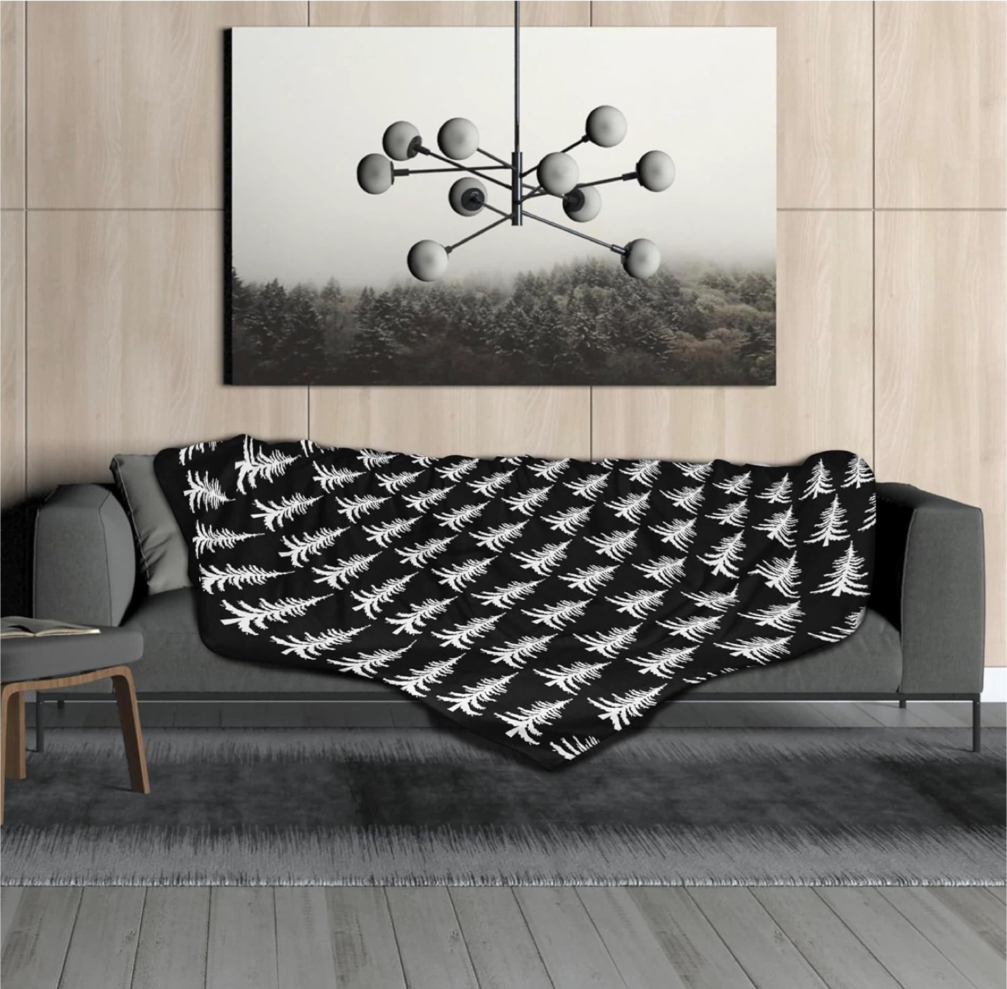 Black Throw Blanket with Fern Pattern - 150x180cm - photo 4