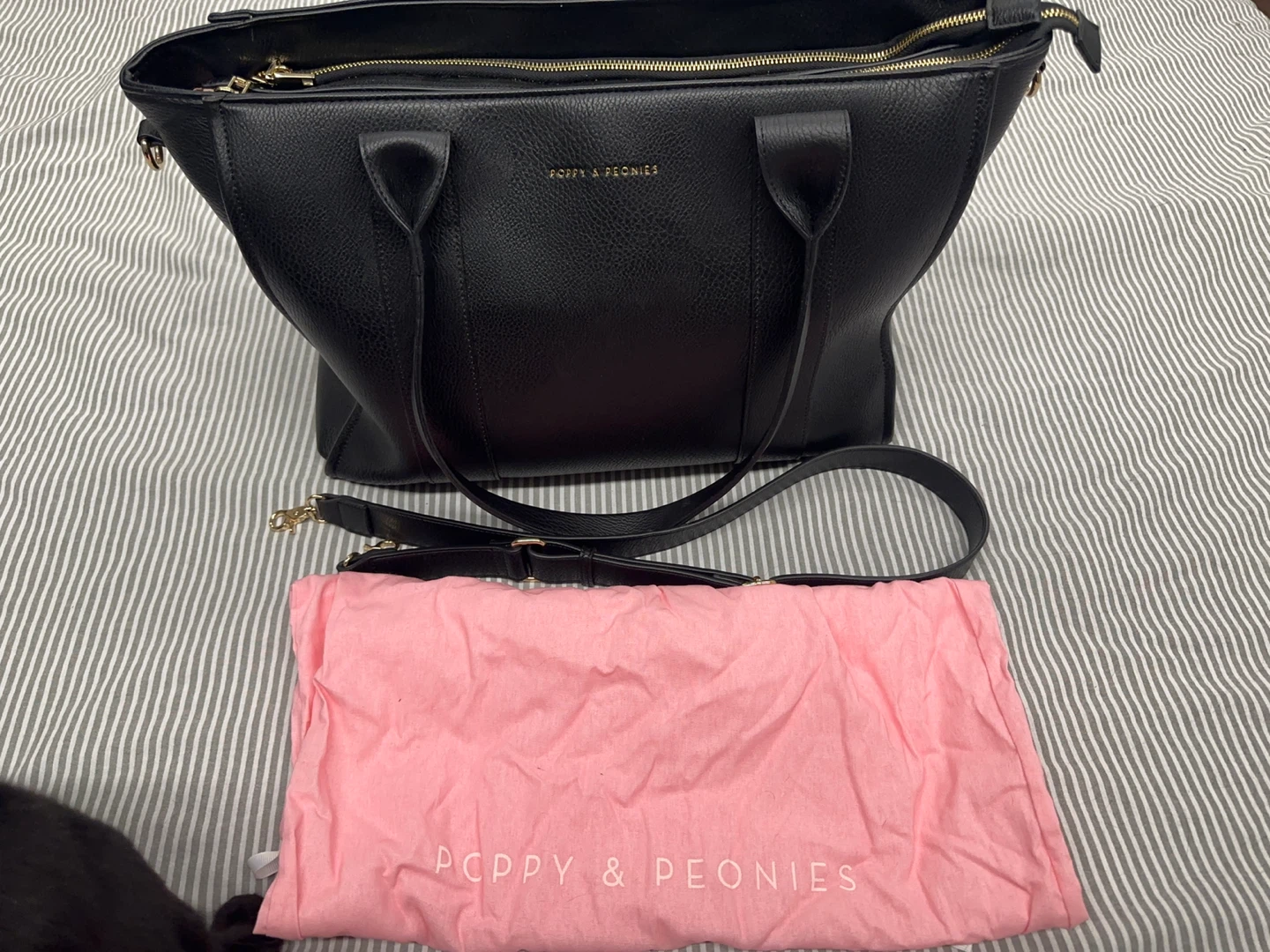 Poppy & Peonies Black Multitasker Tote/Work Bag