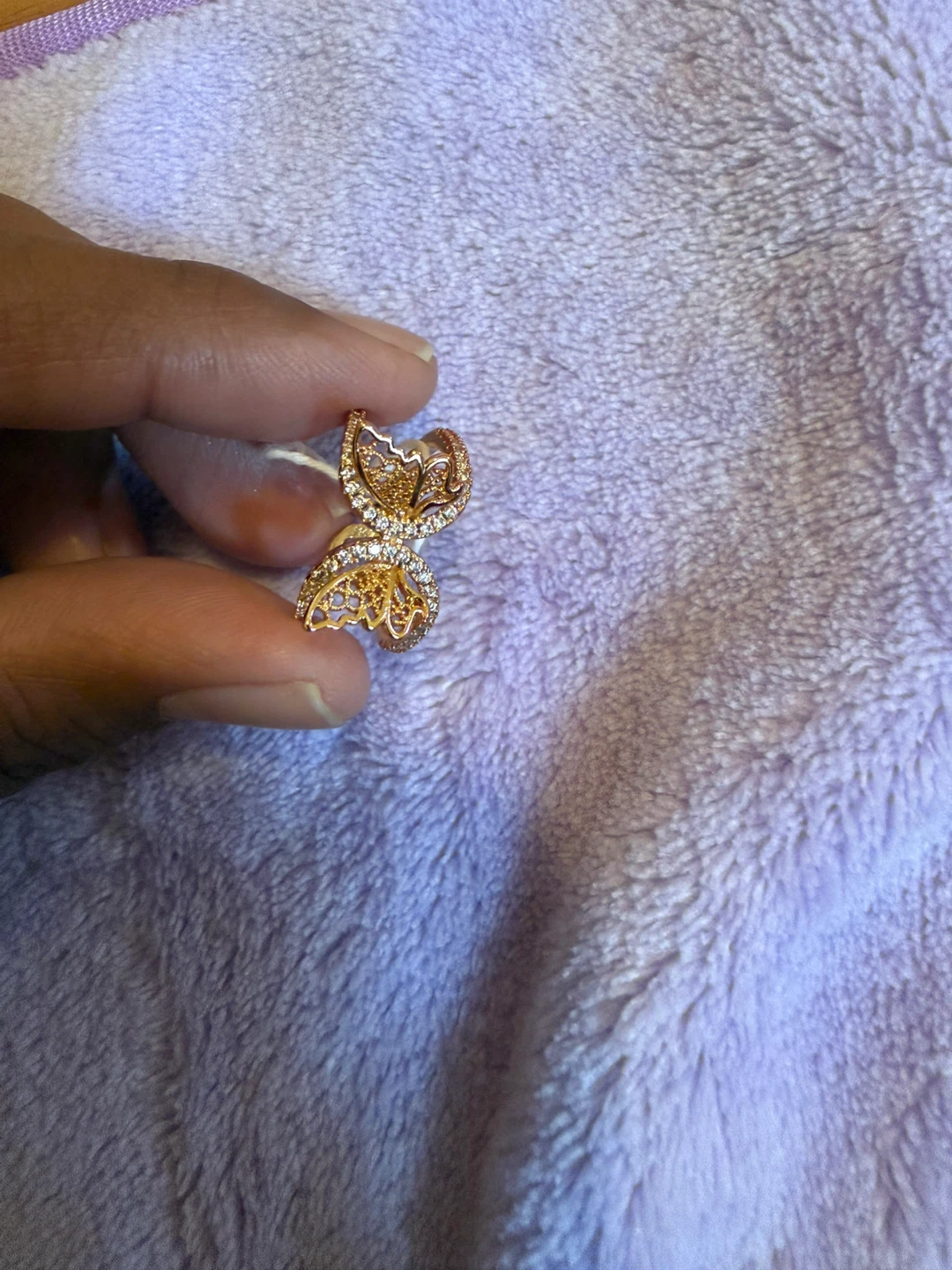 Gold-tone Ring with Pave Stones