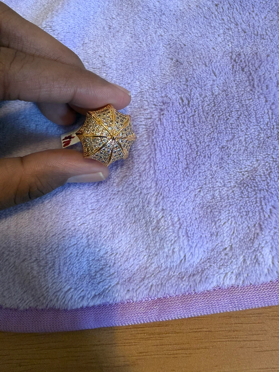 Gold-tone Ring with Pave Stones - photo 4